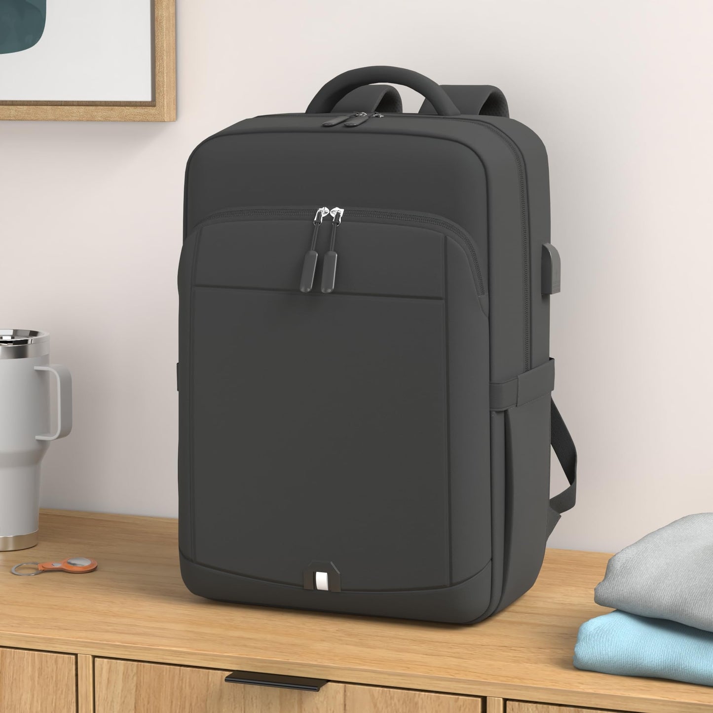 Laptop Backpack 15.6 inch Travel Backpack for Men and Women Anti Theft Backpacks with USB Charging Port Large Waterproof Computer Backpack for Work School, Black