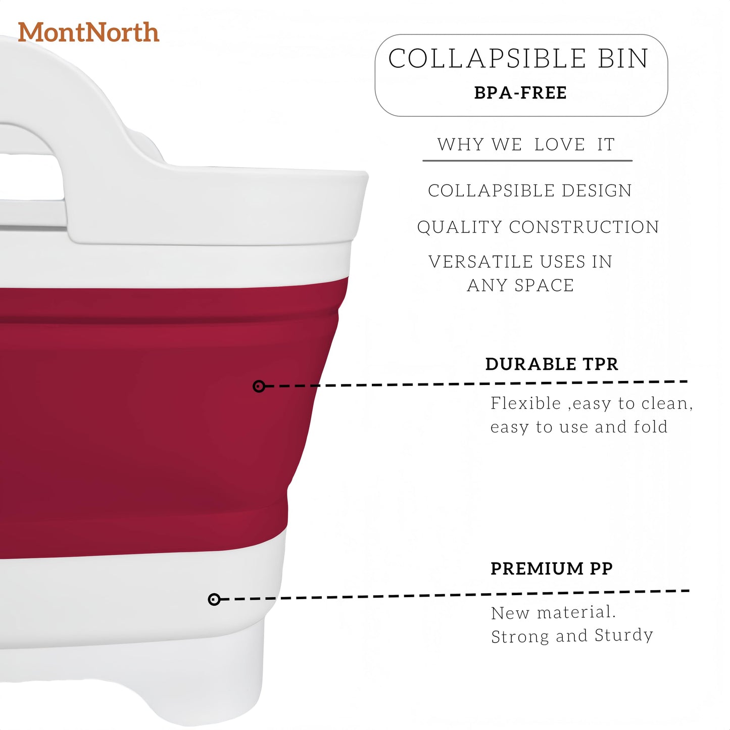 Collapsible Wash Basin 9L, Foldable Dish Tub with Drain Plug, Portable Collapsible Dish Basin, Camping Sink for Washing Dishes, Laundry & Kitchen Use (Viva Magenta)