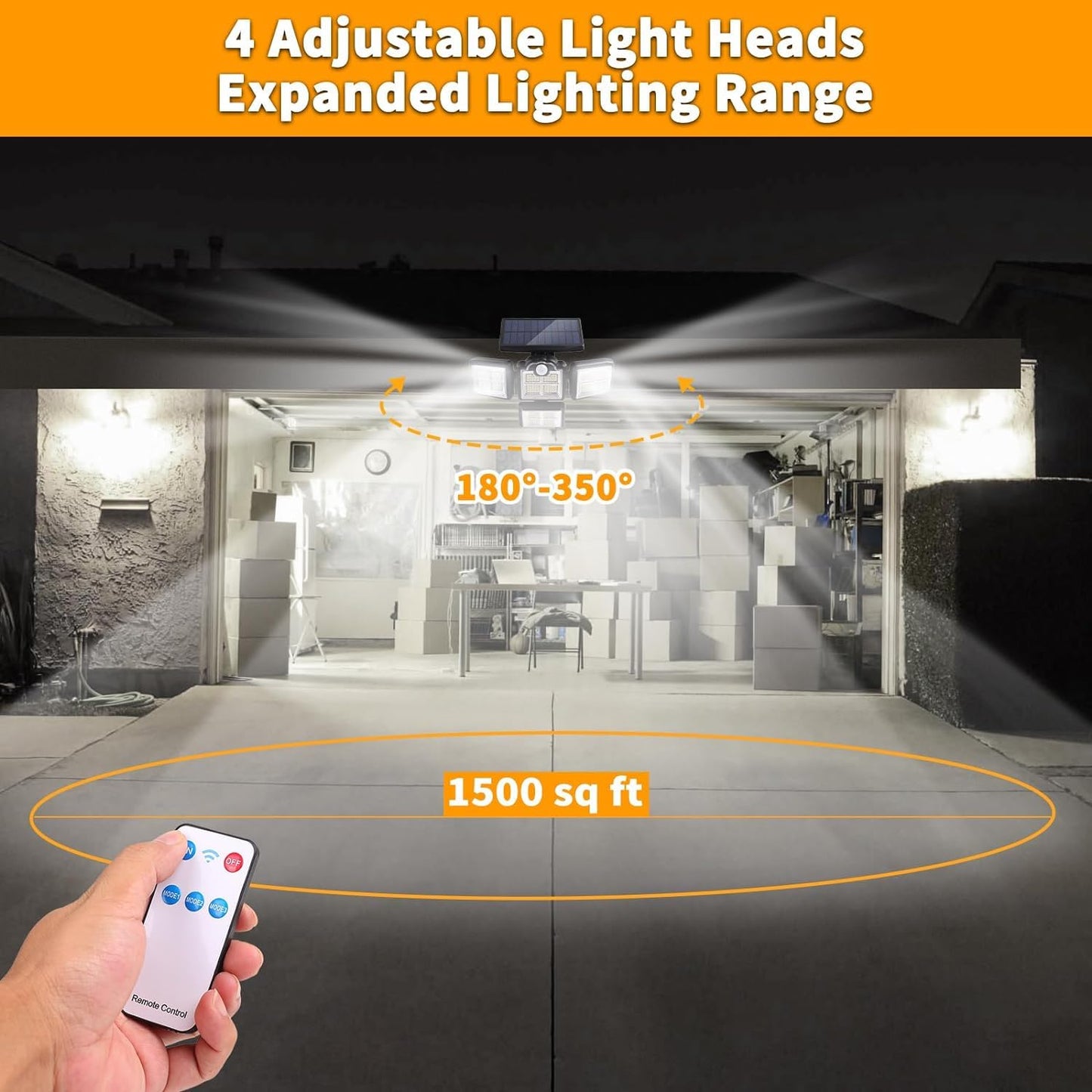 Xmart 8000LM 198 LED Solar Outdoor Lights Security Spot Lights 4 Adjustable Heads Motion Sensor Lights IP65 Waterproof 300° Wide Angle Wall Lights for Porch Yard Garage Pathway(2 Pack)