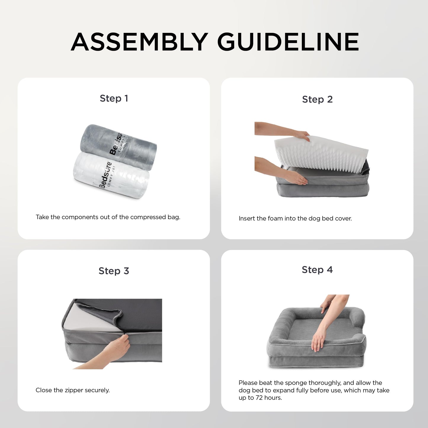 Bedsure Orthopedic Dog Bed - Bolster Dog Sofa Beds for Small Dogs, Supportive Foam Pet Bed with Removable Washable Cover, Waterproof Lining and Nonskid Bottom Couch, Grey