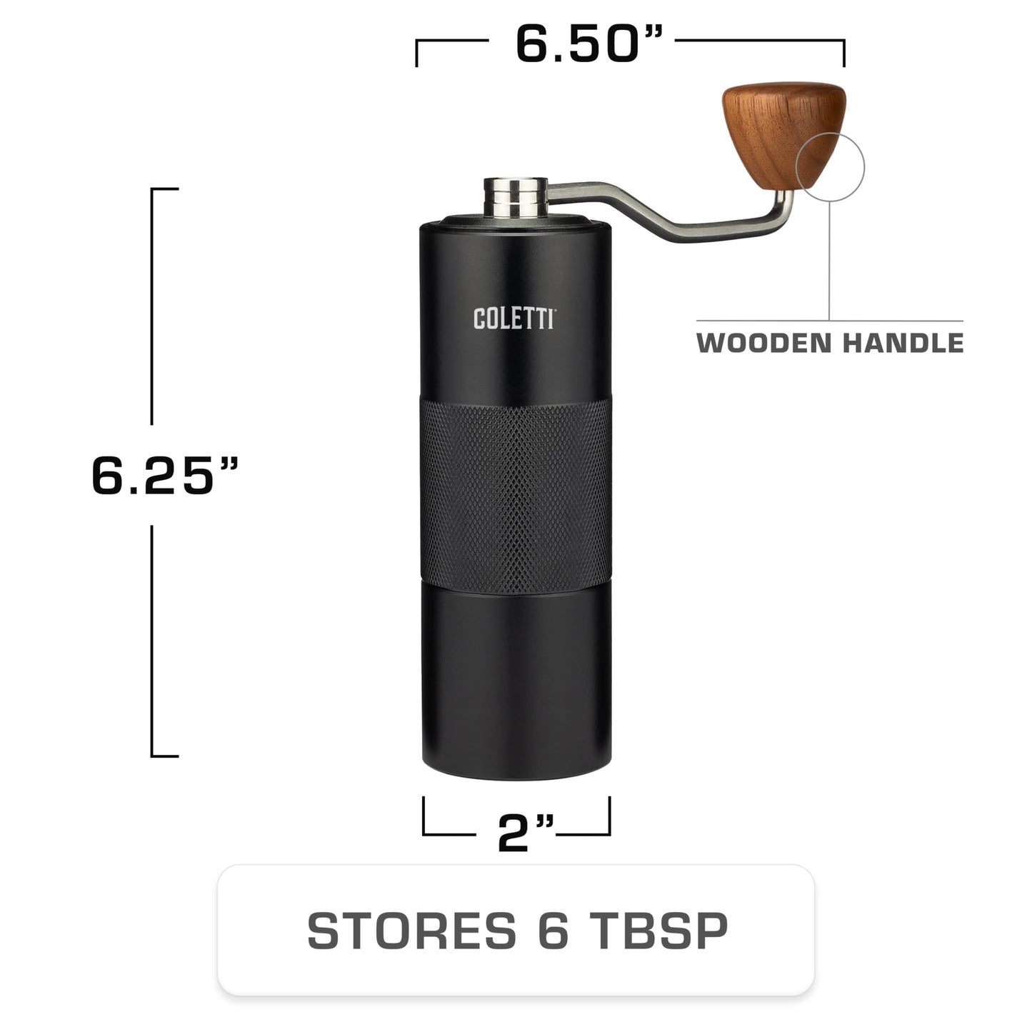 COLETTI Crag Manual Coffee Grinder — Hand Coffee Grinder — CNC Burr Precision Hand Grind, Heavy Duty for Travel, Camping, Hiking & Adventure – Includes Brush [Black Coat]