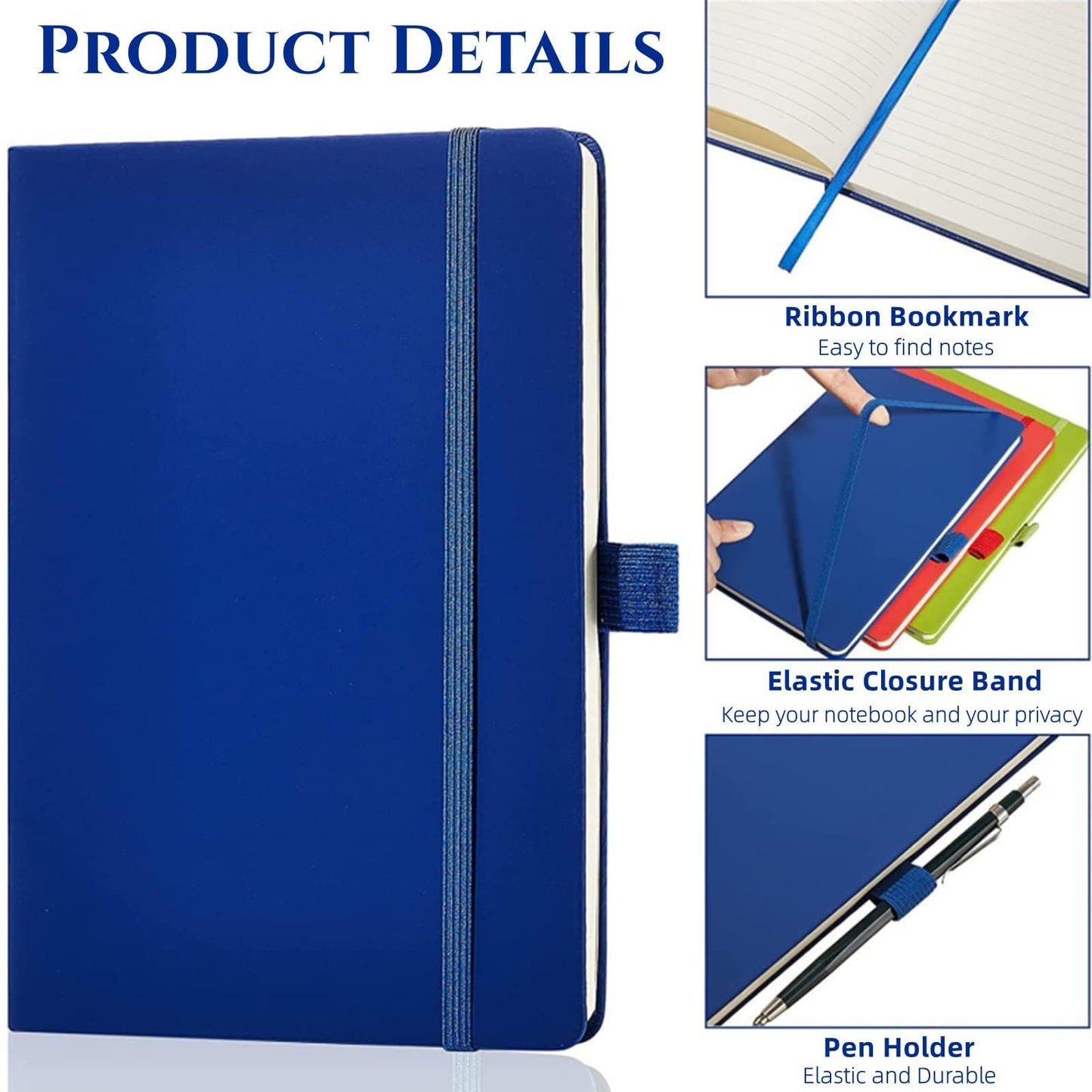 7 Pack Lined Journal Notebooks 5.5 x 8.2 Inch A5 Hardcover Notebook College Ruled Notepad with Pen Holder PU Leather Ruled Lined Notebook Journals for School Business Work Writing(Mixed Color)