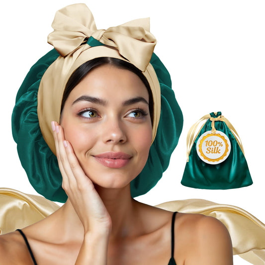 Mulberry Silk Bonnet for Sleeping Women with Curly Hair - Short Long Hair Bonnet for Sleeping - Alternative to Double Layer Satin Bonnet with Tie Band