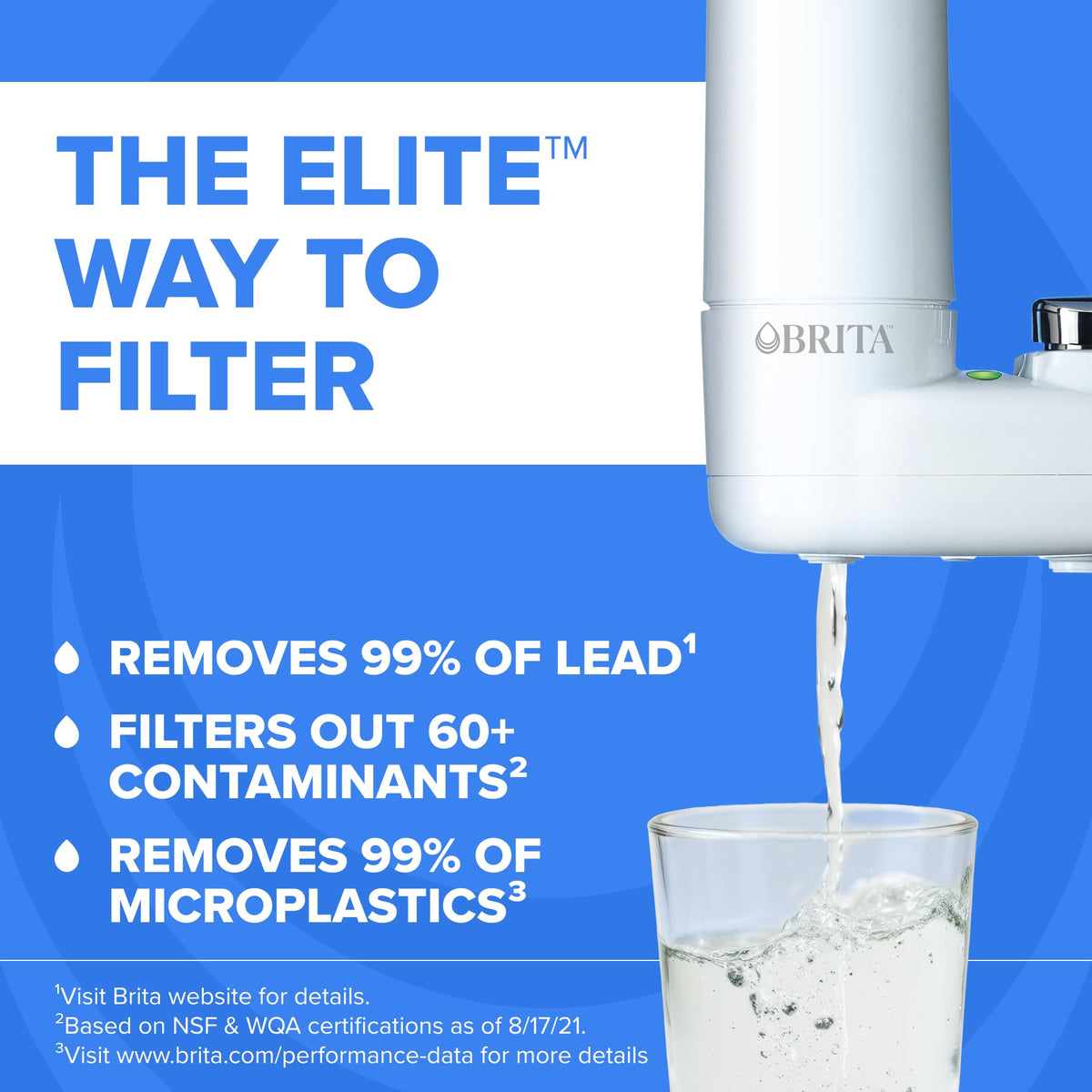 Brita Tap Water Purifier Filter System, Filter Change Reminder, Fits Standard Faucets Only, Complete, White