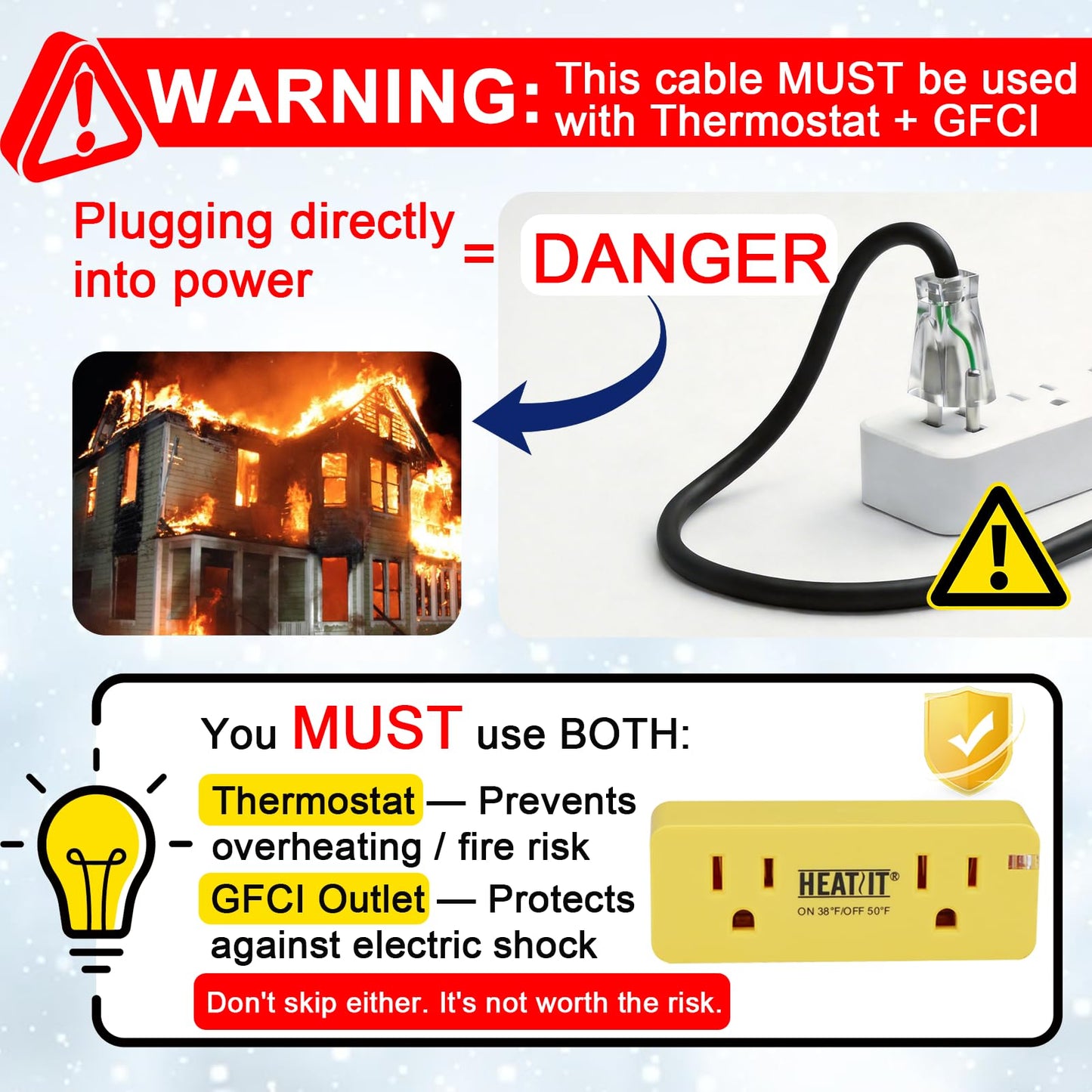 HEATIT HIRD 80 feet Roof & Gutter De-Icing Cable