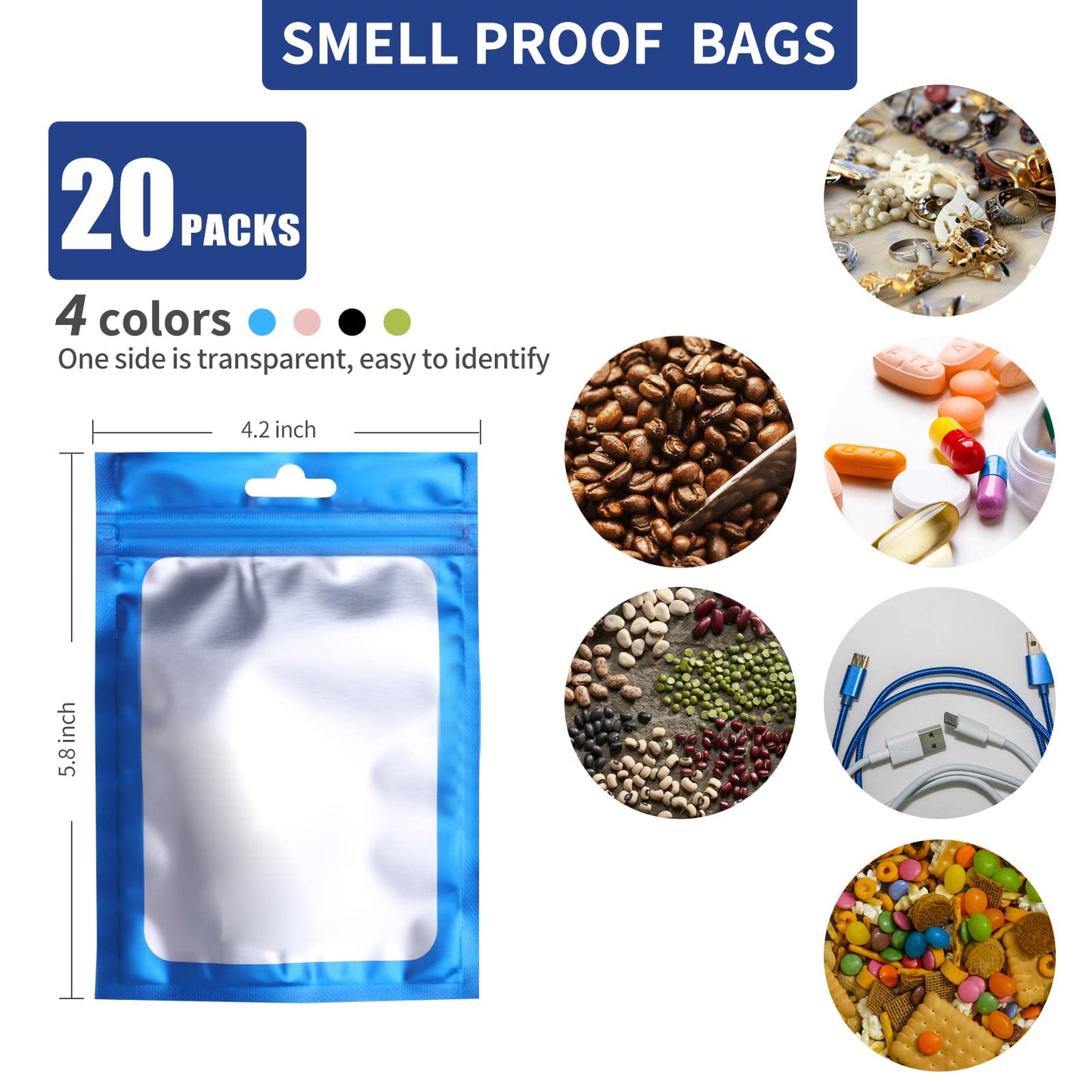 LinsKind 15 Pcs 5 Gallon Mylar Bags with 15 Pcs Individually Wrapped 2500CC Oxygen Absorbers for food storage, Zipper Resealable Heat Sealable Bags,24 Labels & 20 Pcs 1/2 Pint Mylar Bags(4 Colors)