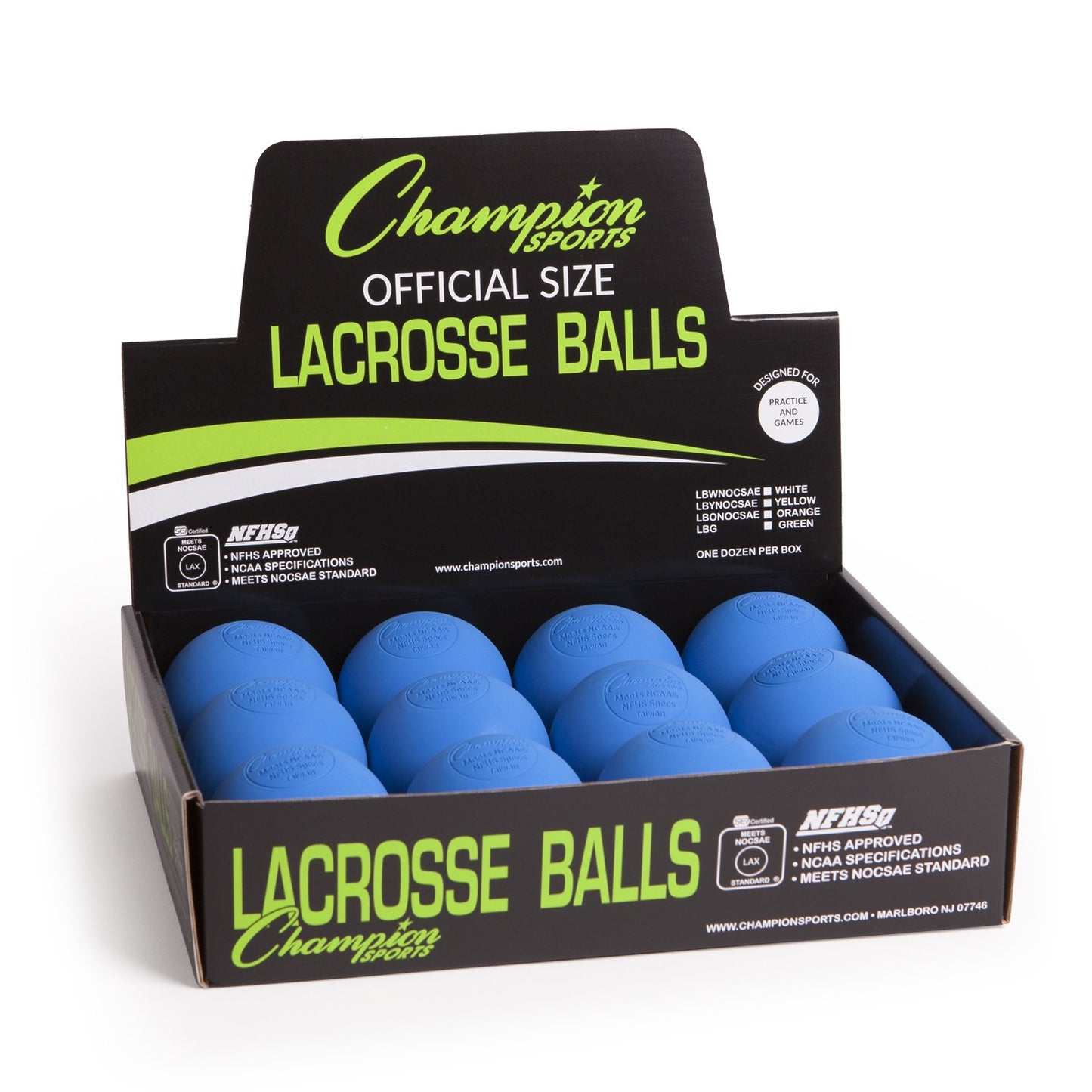 Champion Sports Official Lacrosse Balls (Blue, Pack of 12)