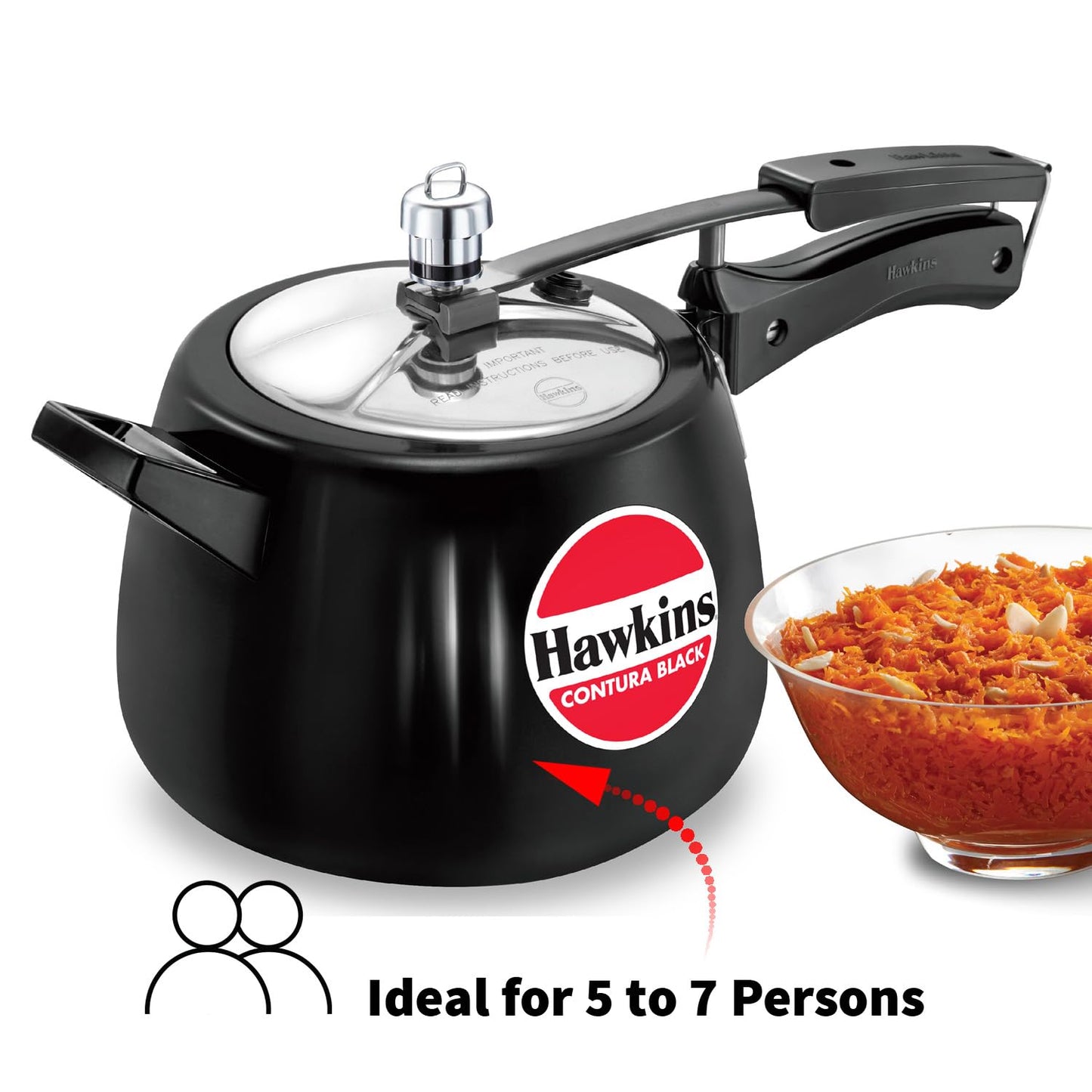 Hawkins CB40 Hard Anodised Pressure Cooker, 4-Liter, Contura Black