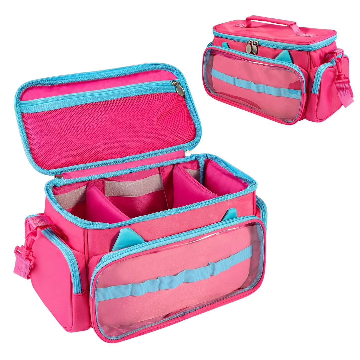 Ottkids Carrying Case for Toniebox Starter Set and Tonies Figurines,Cute Carrying Bag for Tonies Headphones & Accessories,Portable Travel Storage Bag with Shoulder Strap and Handle(Rose)