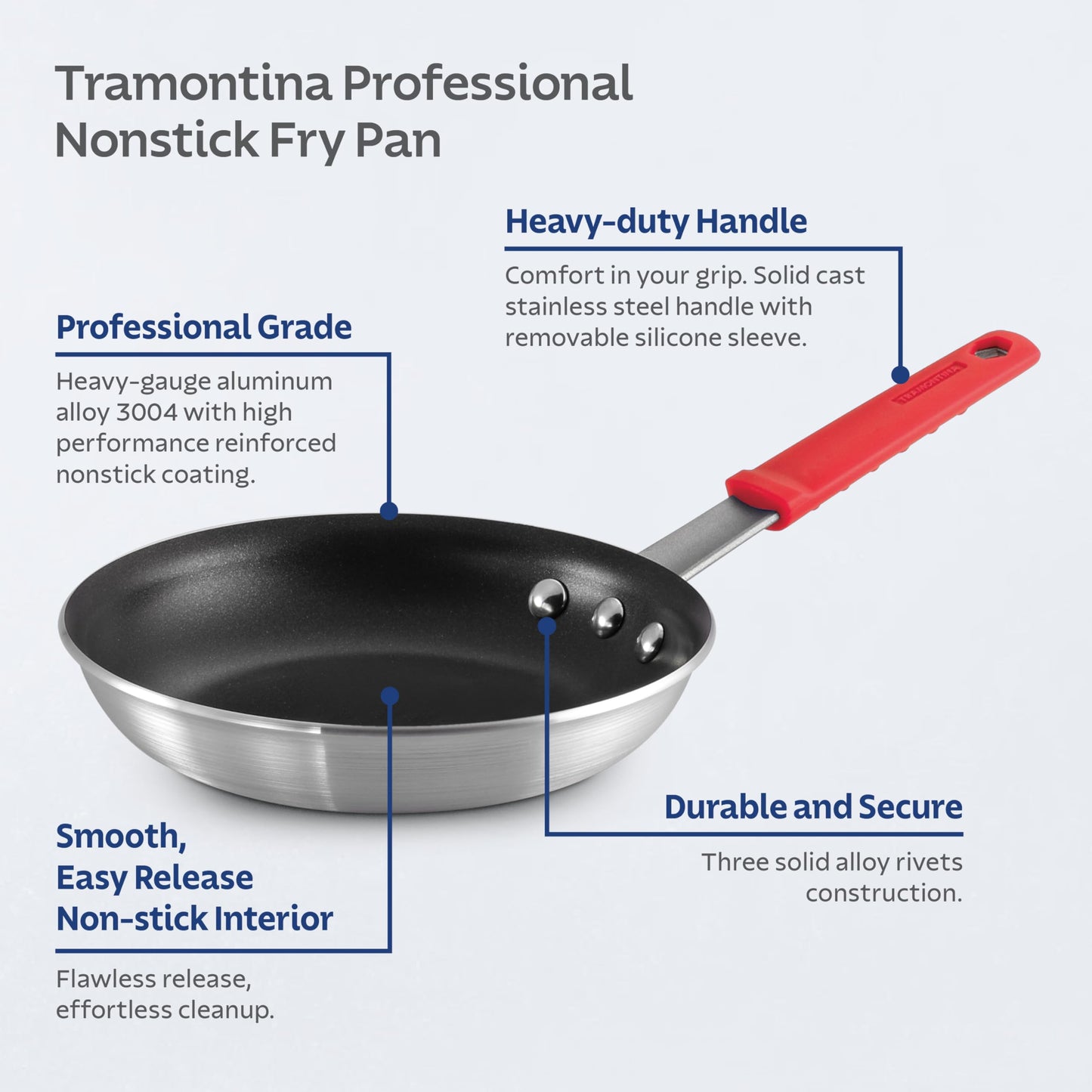 Tramontina Professional Aluminum Nonstick Restaurant Fry Pan, 8", NSF-Certified, Made in Brazil