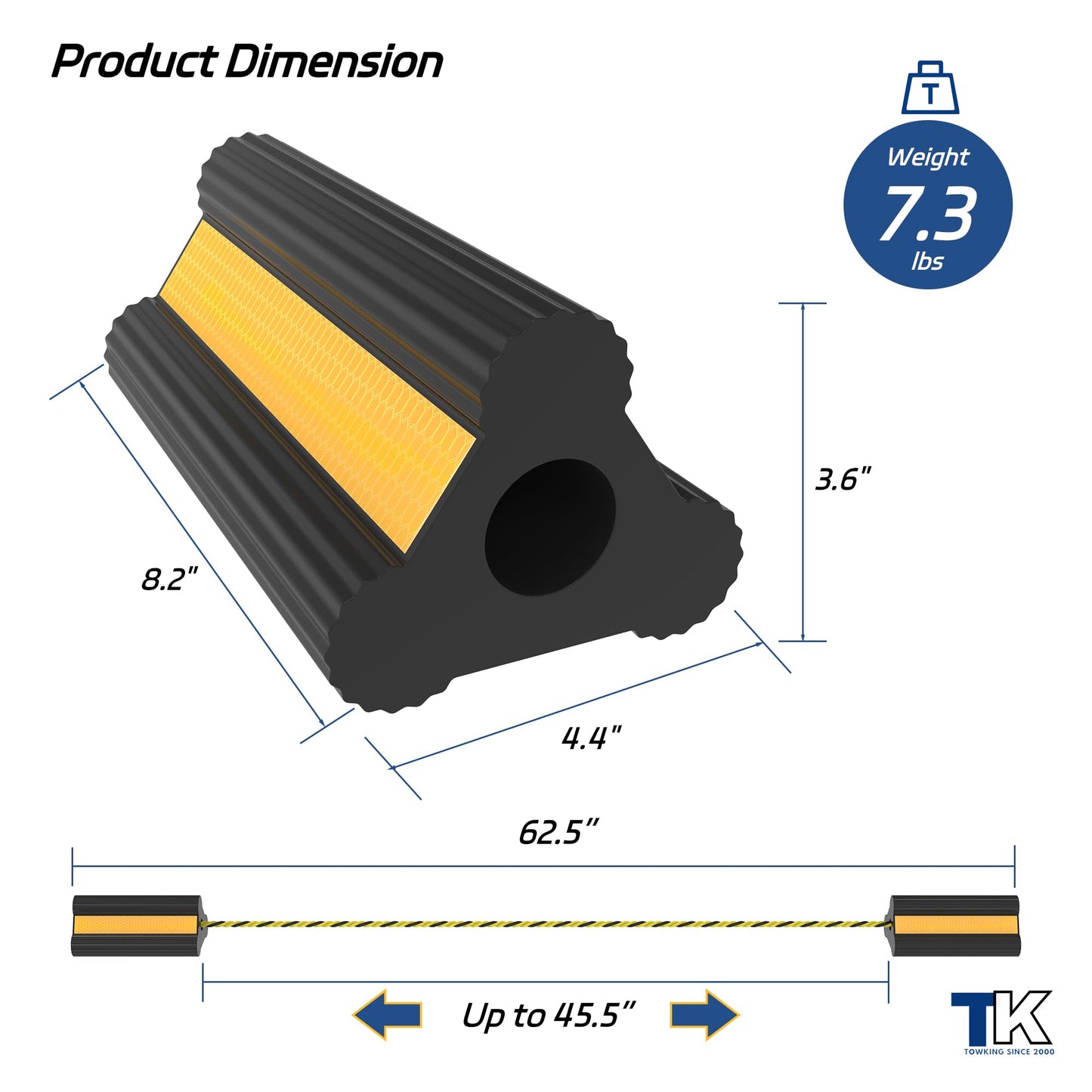 TOWKING Heavy Duty Rubber Wheel Chock, Non-Slip Tire Stopper with Durable Nylon Rope, for Cars, Trucks, RVs, and Aircraft, 2 Pairs