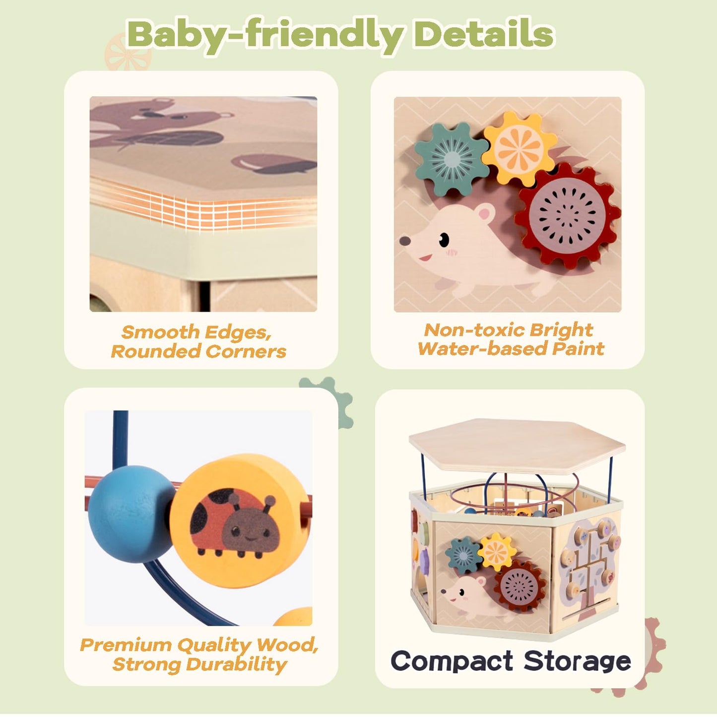 aiwo 7-in-1 Activity Cube for Toddlers 1-3 Montessori Toys, Wooden Large Activity Center for 1 Year Old Baby, Educational Sensory Learning Toys for Boys and Girls Birthday Gifts