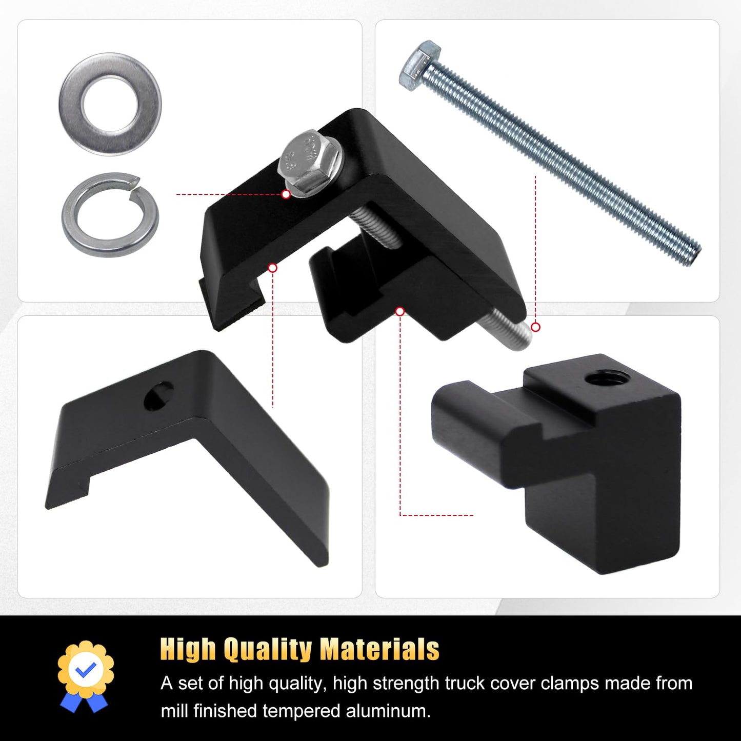 RYANSTAR RACING Utility Track System Mounting Clamp Compatible with Toyota Tacoma/Tundra Truck Cap/Camper Shell, Set of 4 - Black
