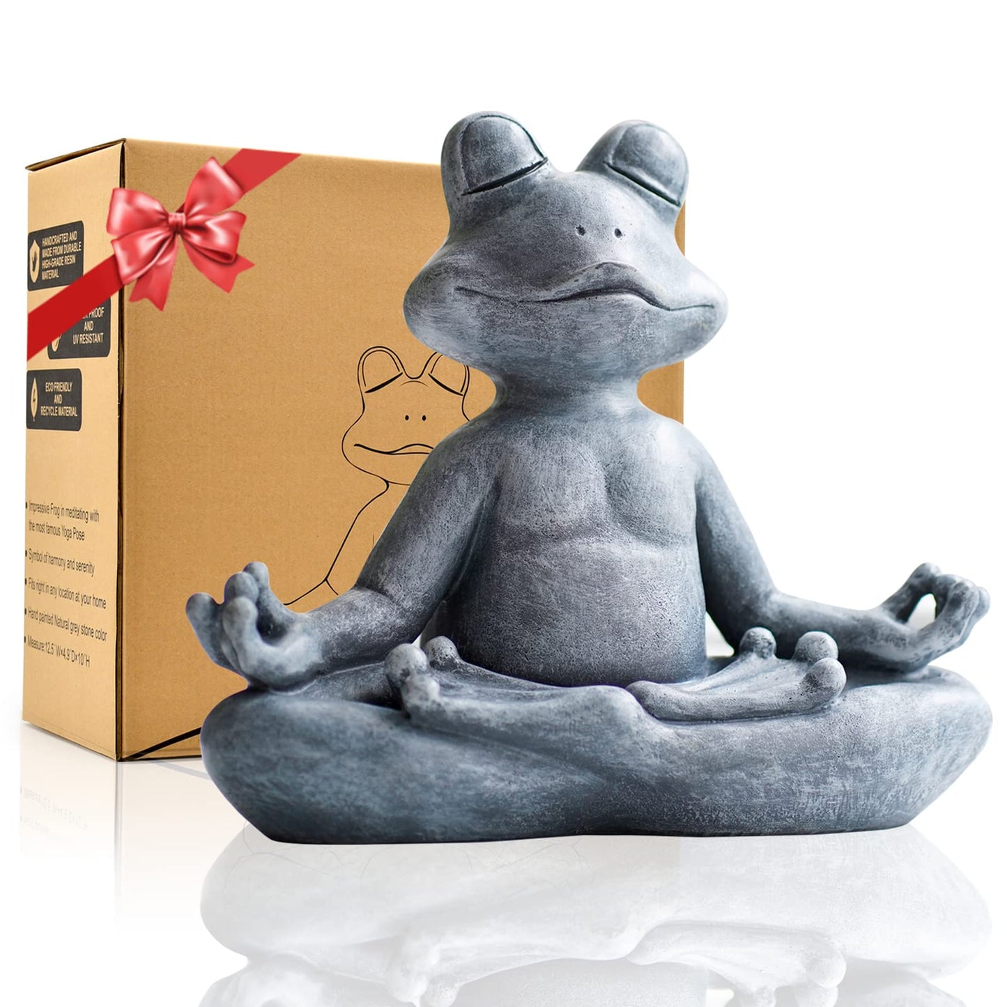 Goodeco Meditating Yoga Frog Statue - Zen Garden Frog Figurines for Home,Patio,Deck,Porch or Yard Art Outdoor Decor,Gift idea,Frog Gifts for Women 12.5"×10"