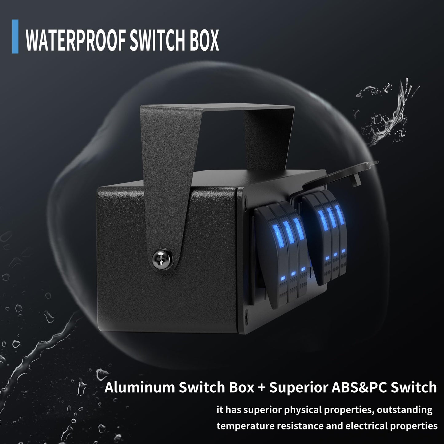 Joinfworld 6 Gang Rocker Switch Box Waterproof 12V SPST ON/Off LED Light Bar Switch Panel with Dual USB Outlet PD3.0 & QC3.0 Car USB Port for Boat Marine Automotive Car Truck RV UTV