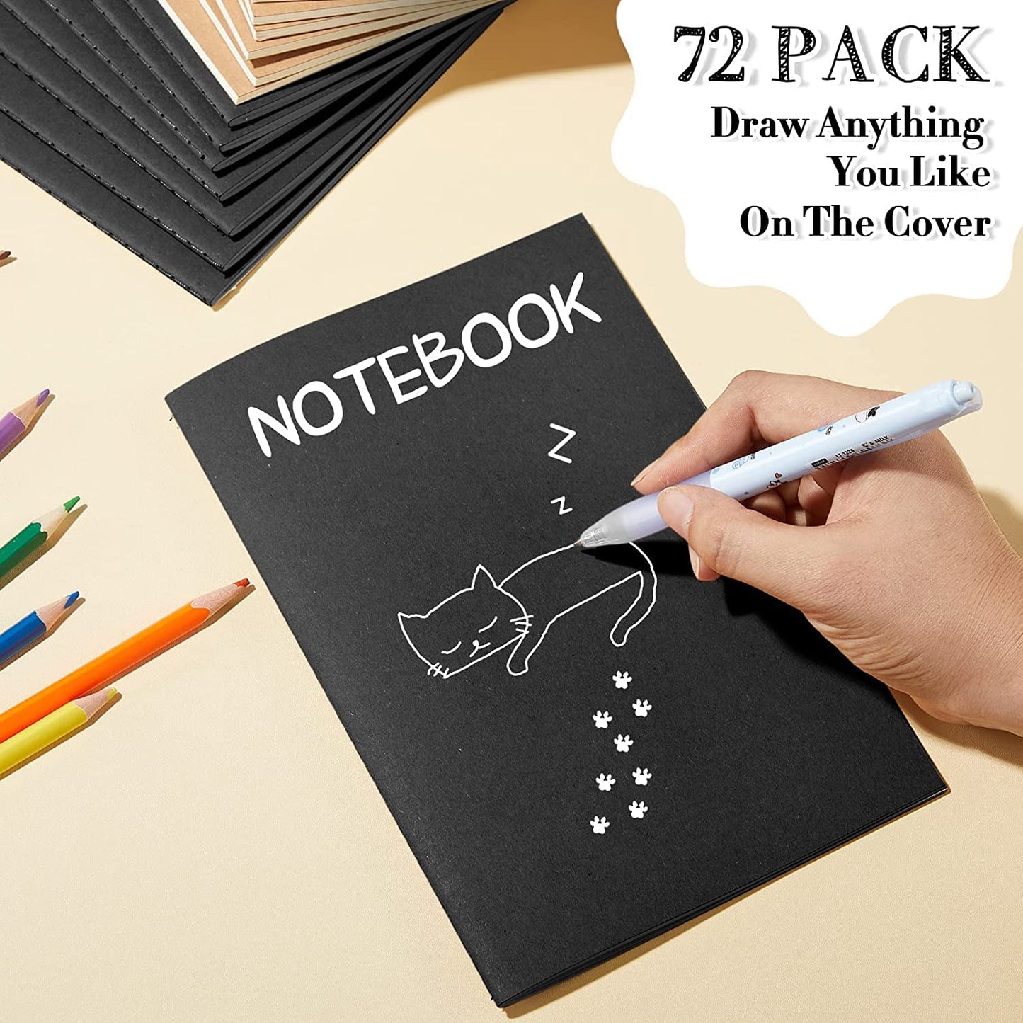 36 Pack A5 Kraft Paper Notebook Journals 5.5 Inch x 8.3 Inch Journal Softcover Line Notebooks Bulk for Kids Student Writing Sketch Travel Journal Office with 60 Pages 30 Sheets (Black,Brown)