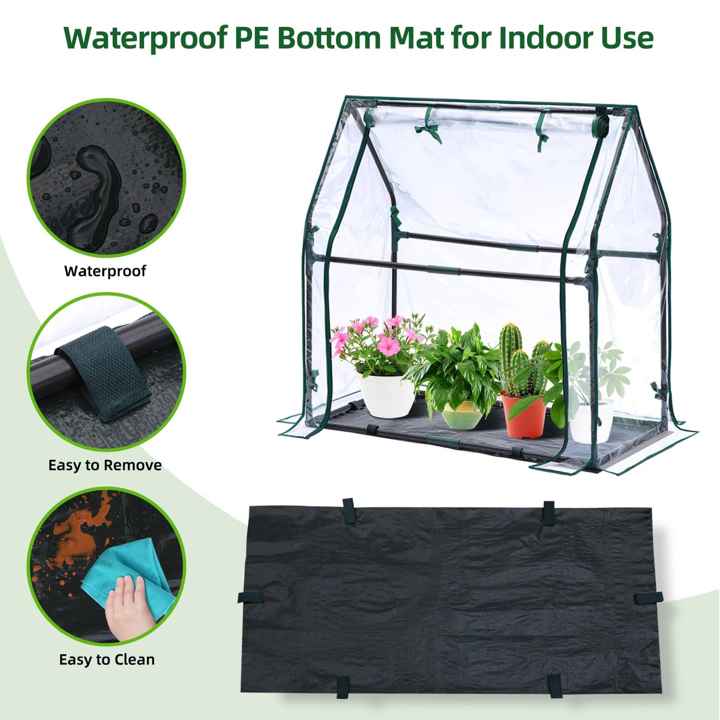Ohuhu Mini Greenhouse for Indoor Outdoor, 36"x18"x33" Portable Seed Starter Greenhouse with Waterproof Pad, Heavy-Duty PVC Cover, Zippered Door for Small Plants Germination, Nursery