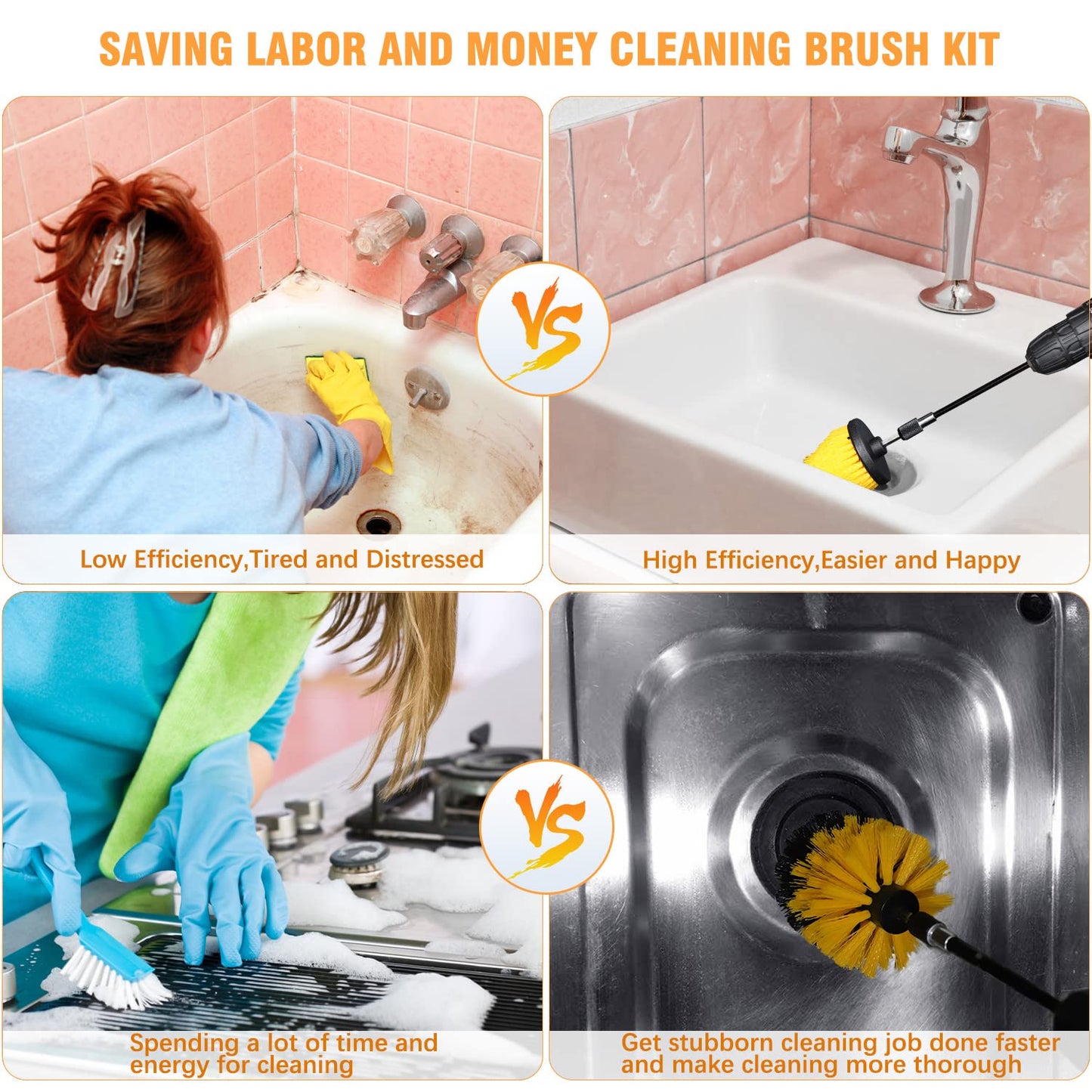 22 Pcs Drill Brush Set, Drill Scrubber Brush Kit Includes All Purpose Drill Brush, Scrub Pads & Sponge with Extend Attachment, Buffing Pads for Car Surfaces