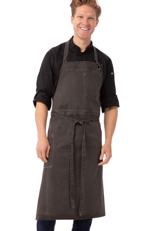 Chef Works Unisex Dorset Bib kitchen aprons, Pewter, One Size US
