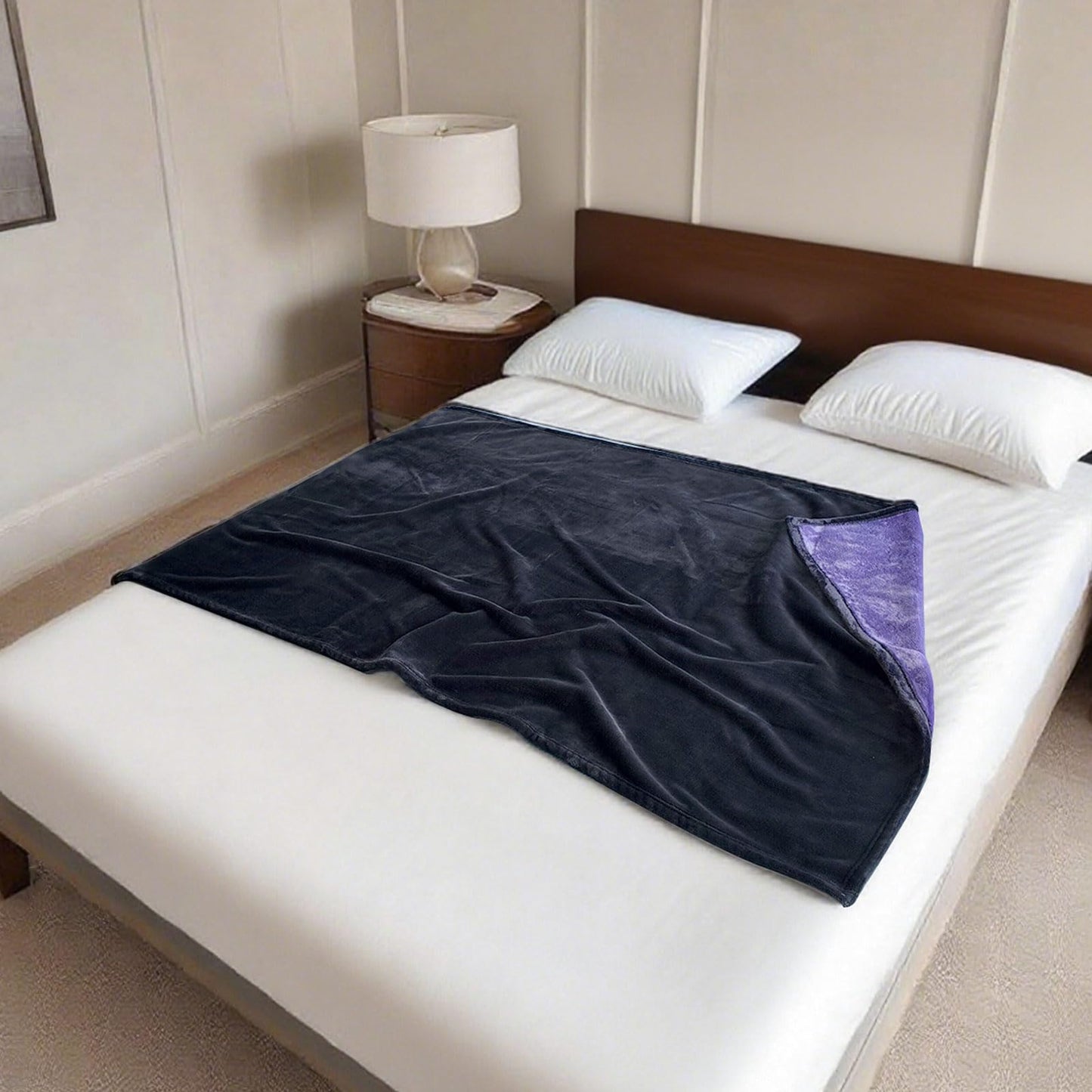 YISURE Waterproof Blanket for Couch Sofa 60x40 inch,Grey/Purple Washable Blankets for Adults Couples or Pets, Reversible Leakproof Protector Bed Cover