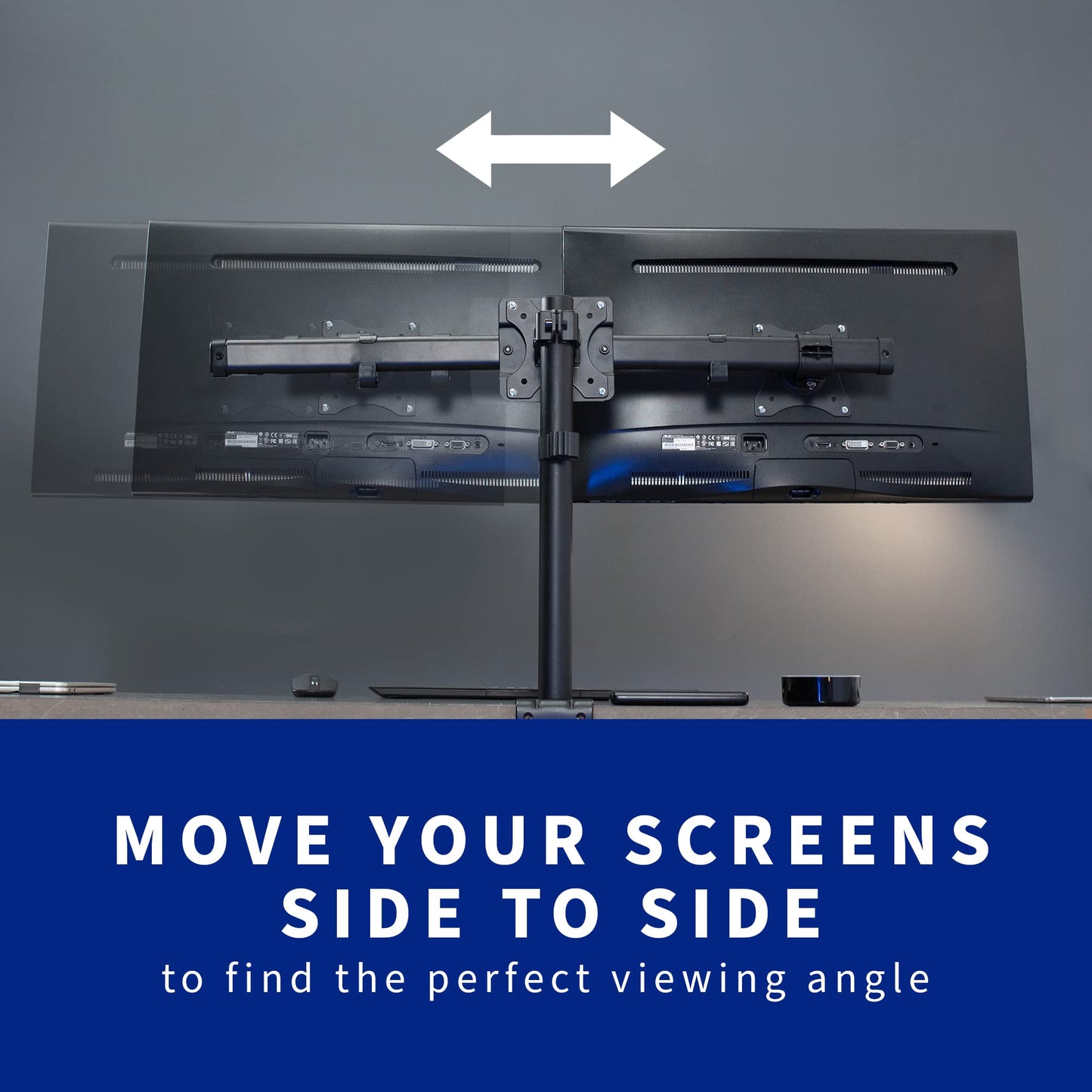 Dual VESA Bracket Adapter Horizontal Assembly Mount, 2 Monitor Screens up to 27"