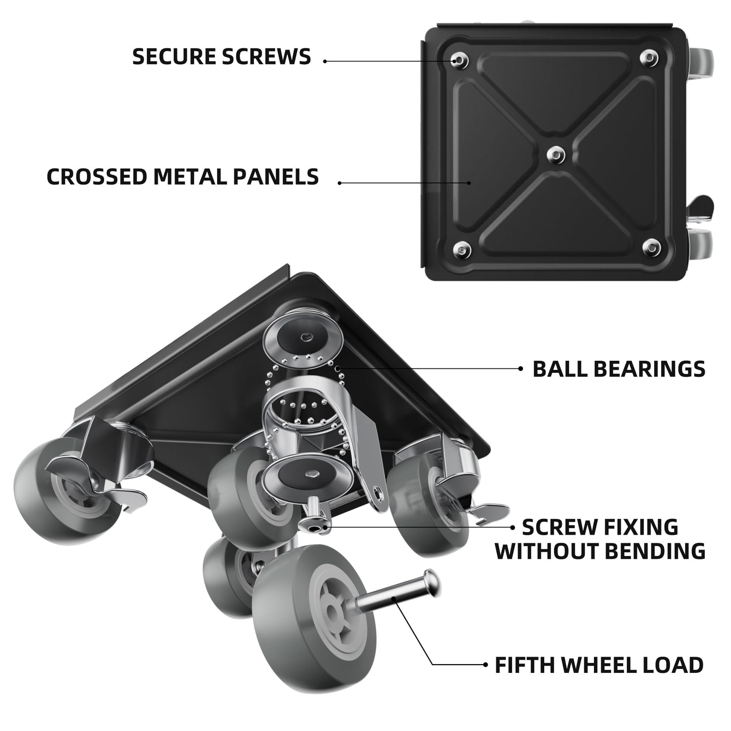 Furniture Dolly Mover Pro Set, Furniture Lifter with 5 360° Rotatable Universal Wheels，Carbon Steel Panel Furniture Movers，Maximum Load 2000LBS.Dark Grey