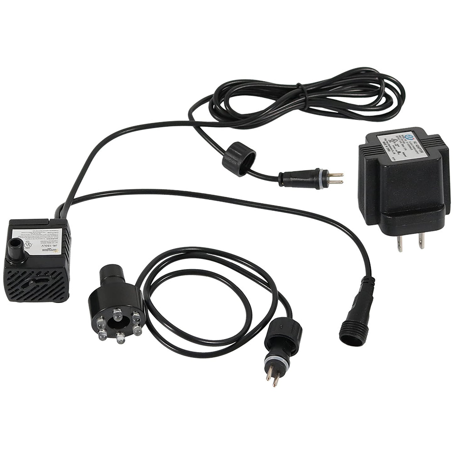 Sunnydaze 40 GPH Submersible Water Pump – 12V Small Fountain Pump with Adjustable Flow, 6-Color LED Light & Transformer for Fountains, Bird Baths, Aquariums