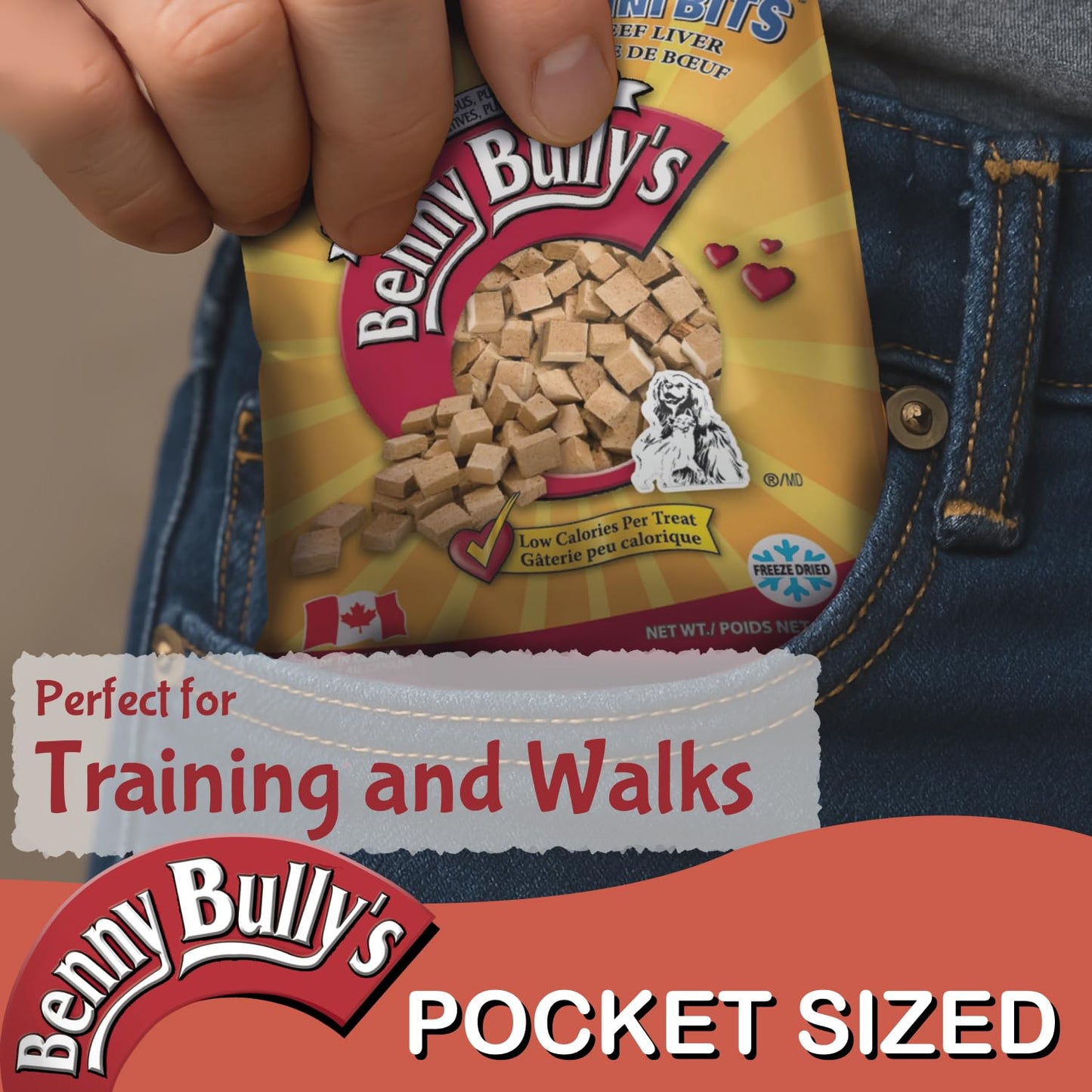 Benny Bullys Pillow Pack Mini Bits - Freeze Dried Dog Treats - Pack of 12