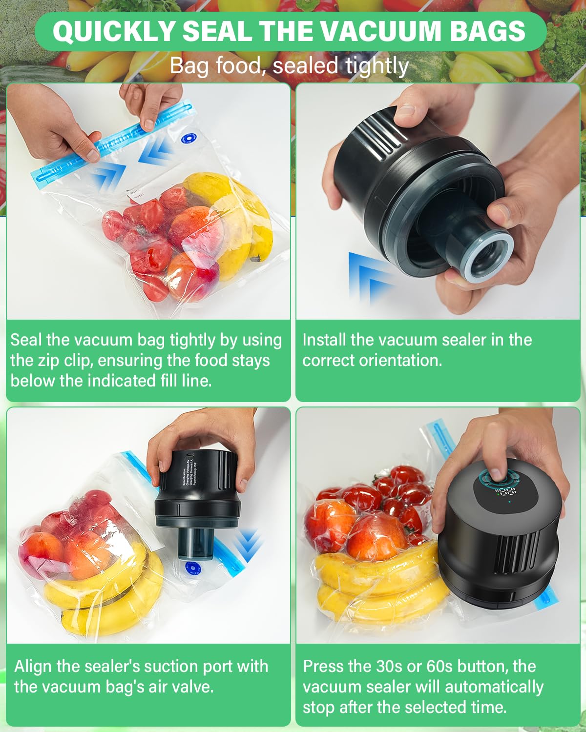 Mason Jar Vacuum Sealer Kit-Fully-Automatic-Canning-Jar-Sealer-Vacuum-Sealing,2025 Upgraded Electric Vacuum Sealer for Wide&Regular Mouth Mason Jars/Canning &Sous Vide Bag/Jar Sealer Machine for Food