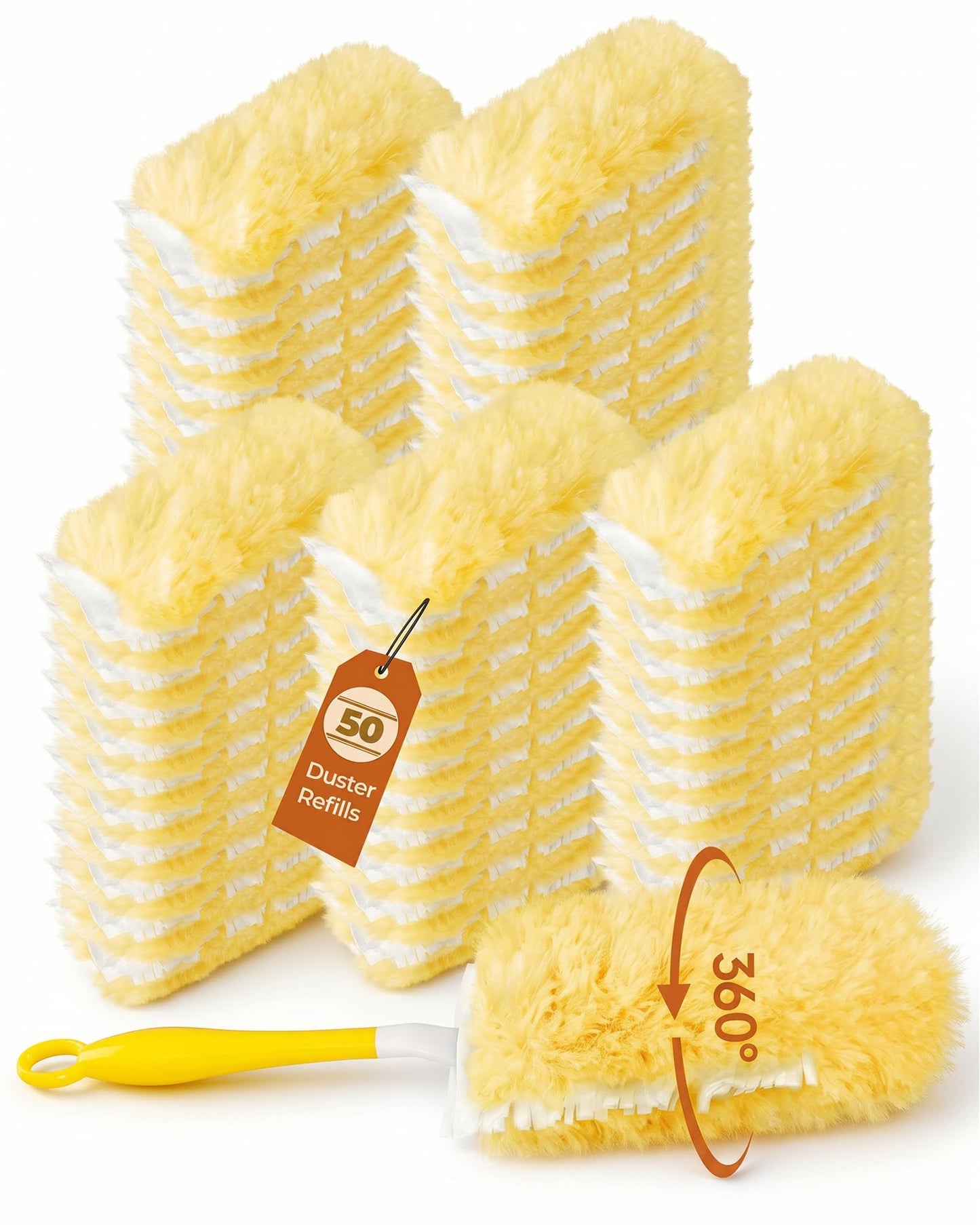 50 Count 360° Heavy Duty Duster Refills Compatible with Swiffer, Larger Size-Extra Thick Electrostatic Disposable dusters Refill for Electronics, Furniture, Blinds, Ceiling Fans, Unscented