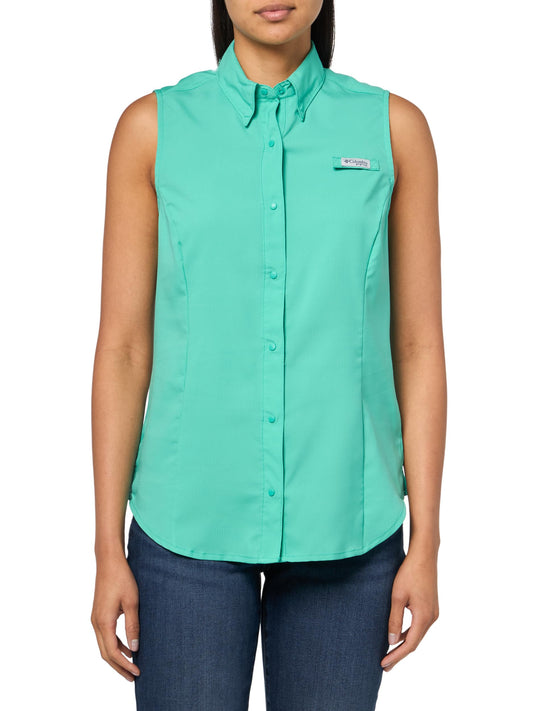Columbia Women's Tamiami Sleeveless Shirt, Glaze Green, Medium