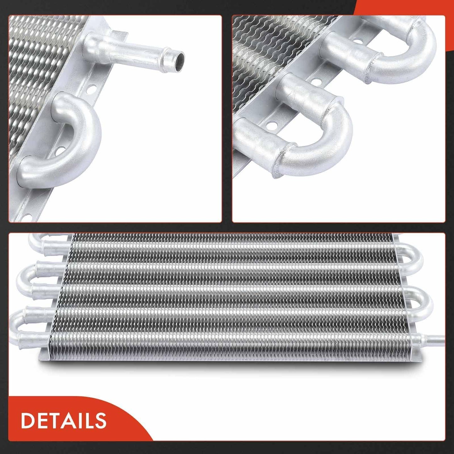 A-Premium Transmission Oil Cooler, Universal Aluminium 8 Pass Tube and Fin, Oil Cooler Kit with Hose Mounting Kit