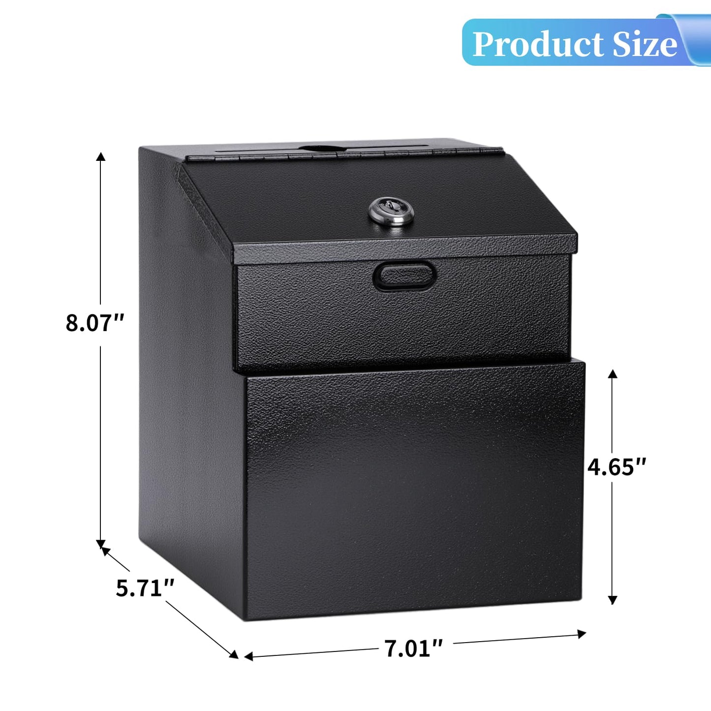 Suggestion Box with Slot and Lock Donation Box with 4 Keys Metal Ballot Box Wall Mount Black