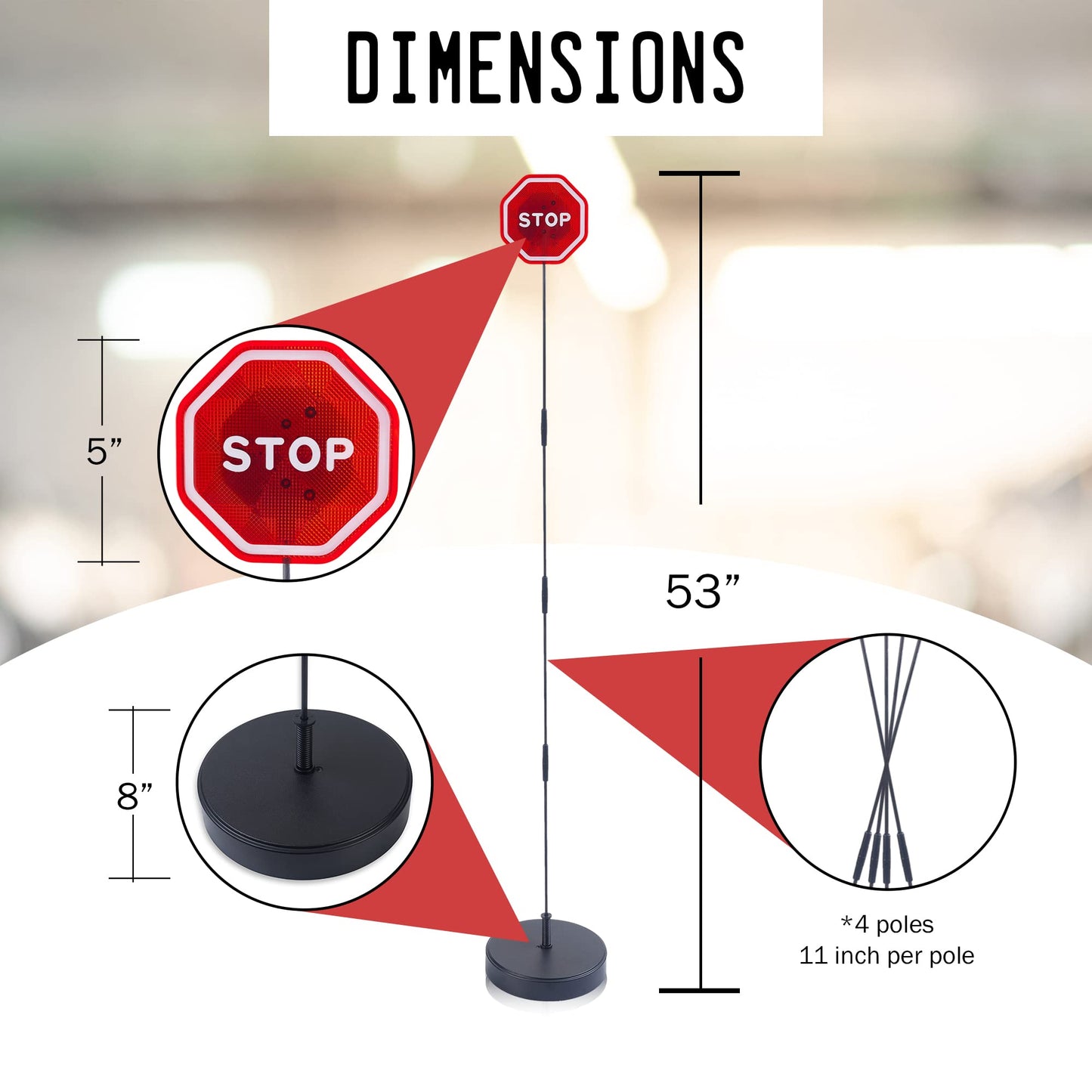 Andalus Brands Flashing Led Stop Sign Garage Parking Assistant System - Garage Car Stop Indicator - Driveway Markers and Car Gadgets - Parking Sensors for Vehicles - Bumper Guards for Cars (2-pack)