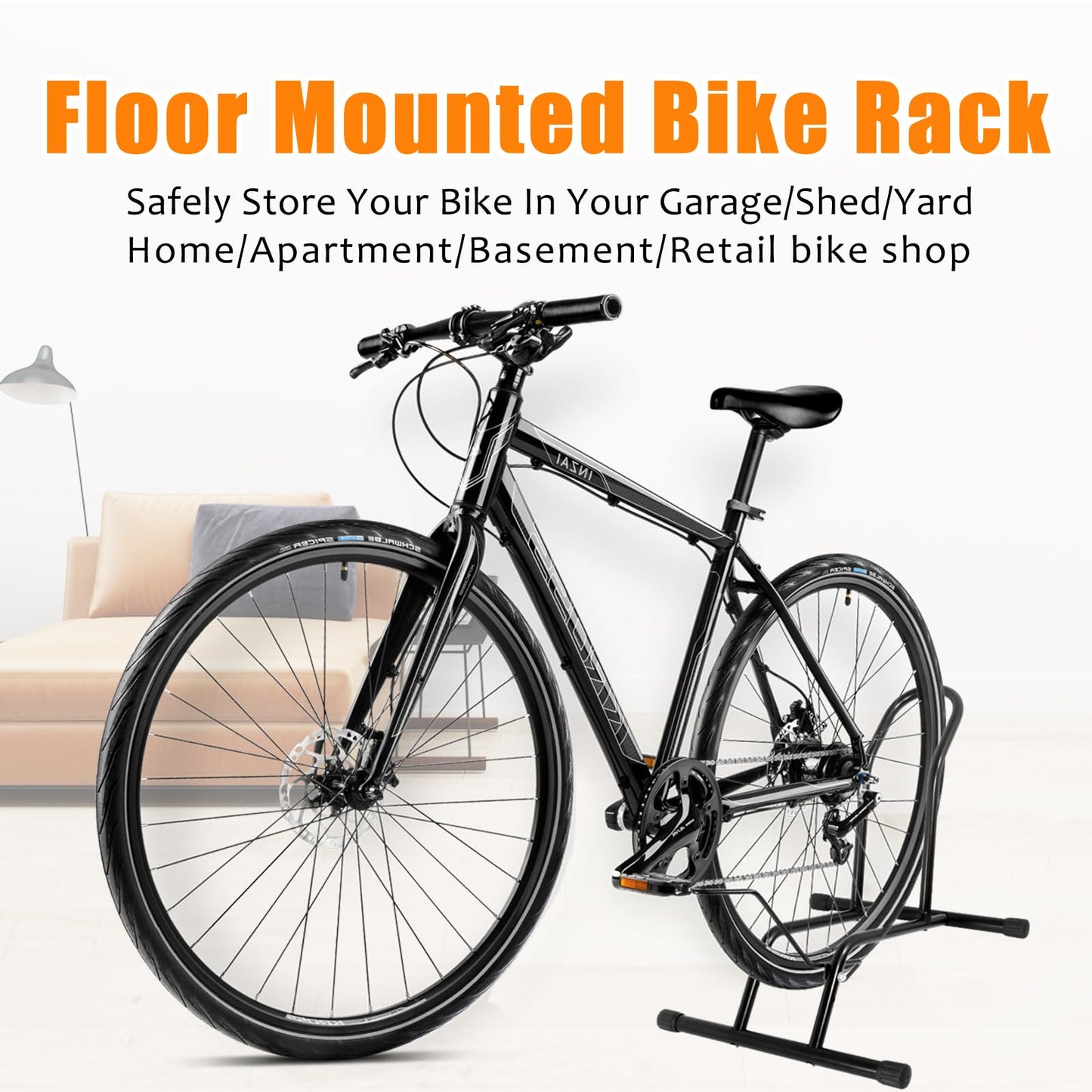 Bike Stand Floor Bike Rack Garage Bicycle Stands for Storage Indoor/Outdoor, Front and Rear Wheel Parking Rack Stand Perfect for 16"-29" Kid's Bikes/Mountain Bike/Road Bike
