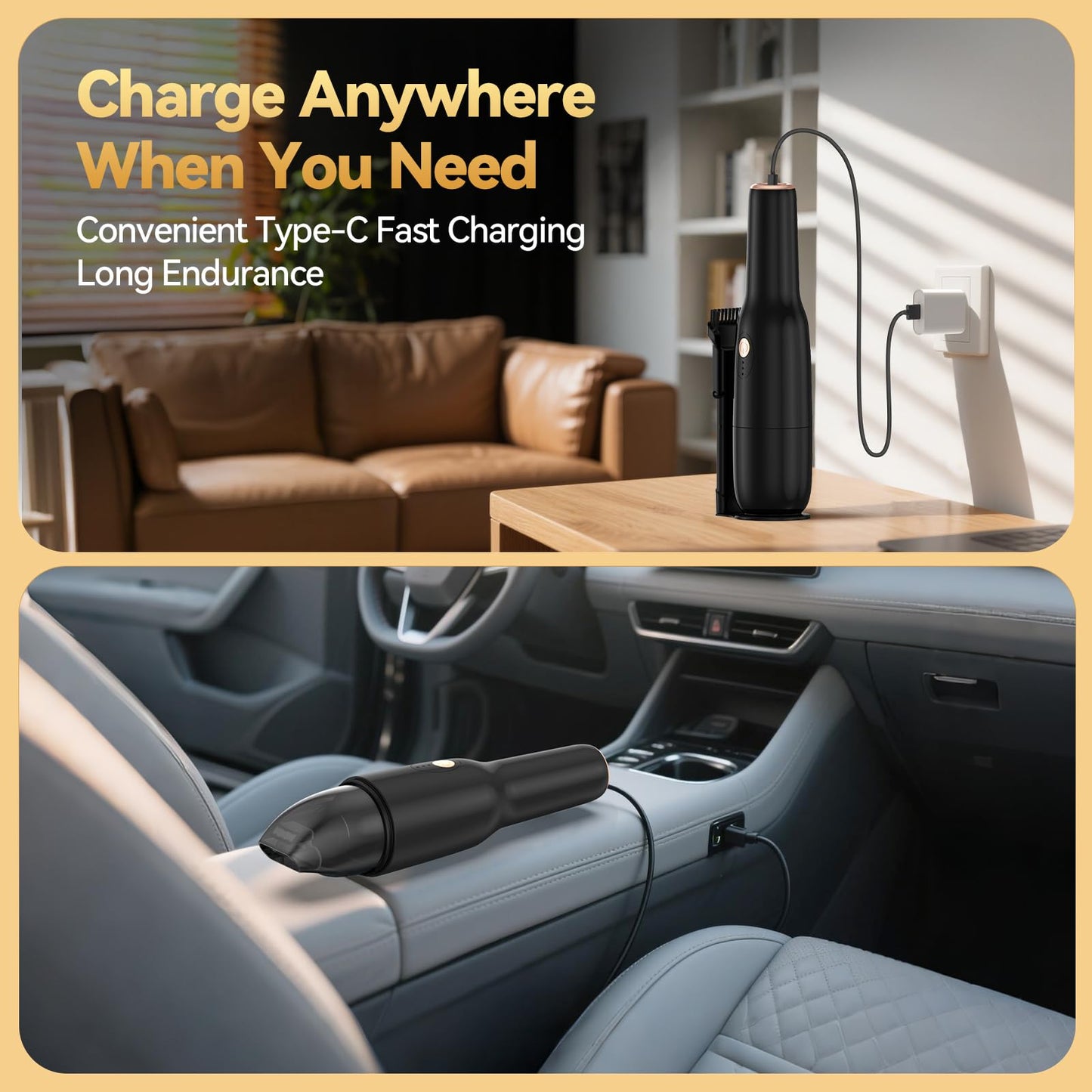 Blozor Handleld Vacuum Cordless -Car Vacuum Portable Rechargeble -Hand Held Small Vacuum Cleaner Car Seats, Home, Quick Cleanup, Strong Suction, Lightweight, Includes Crevice Nozzle & Brush -H3