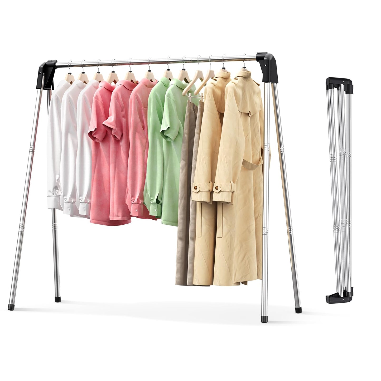 APEXCHASER Clothes Drying Rack, Foldable Clothes Rack, Stainless Steel Laundry Drying Rack, Collapsible Clothing Rack for Indoor & Outdoor, Drying Rack Clothes for Travel, 48.81 Inch