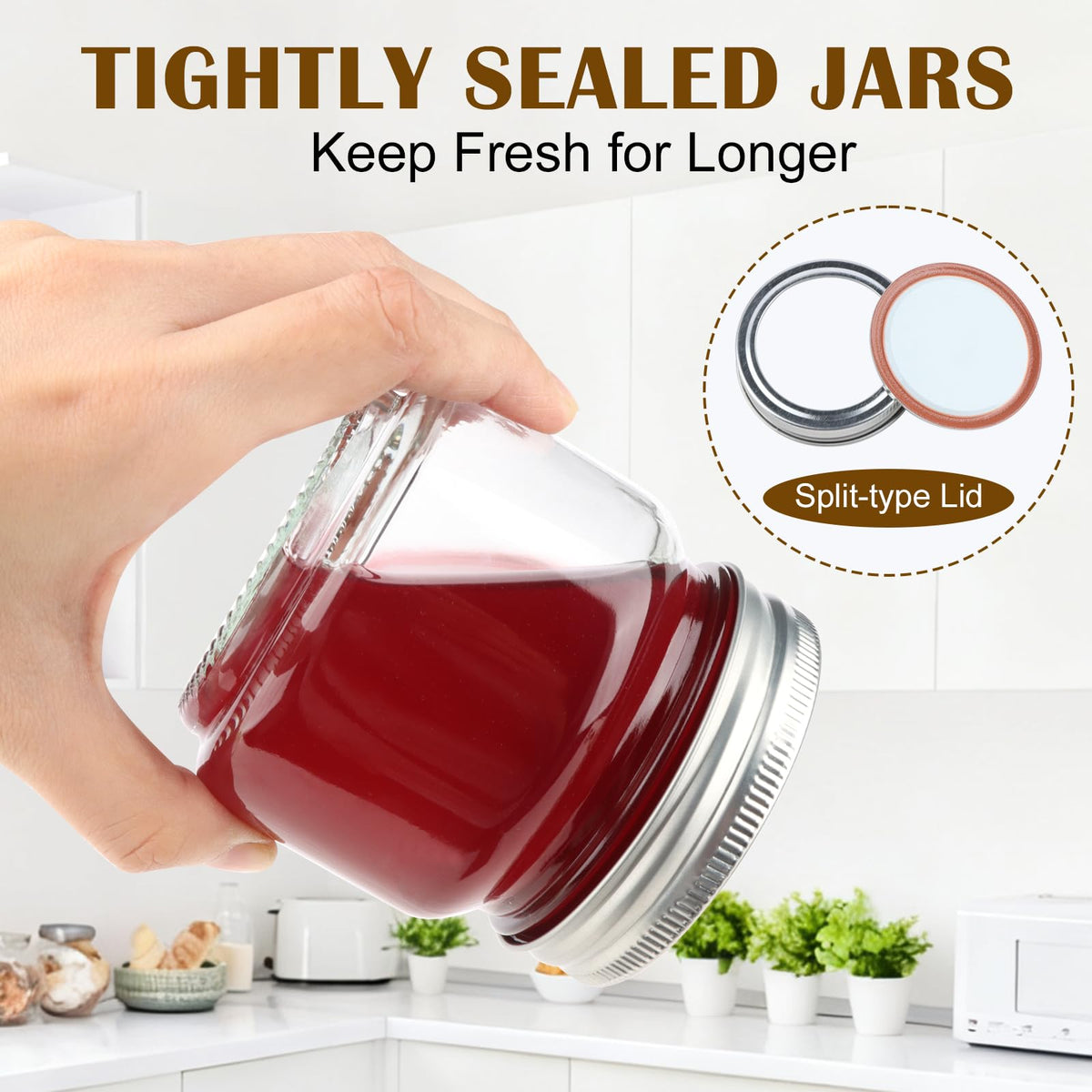 HINGWAN 24 Pack 8 Oz Mason Jars with Lids, Regular Mouth Glass Canning Jars for Storage, Jam, Honey, Jelly, Pickles, Wedding Favors, DIY Candles & Crafts