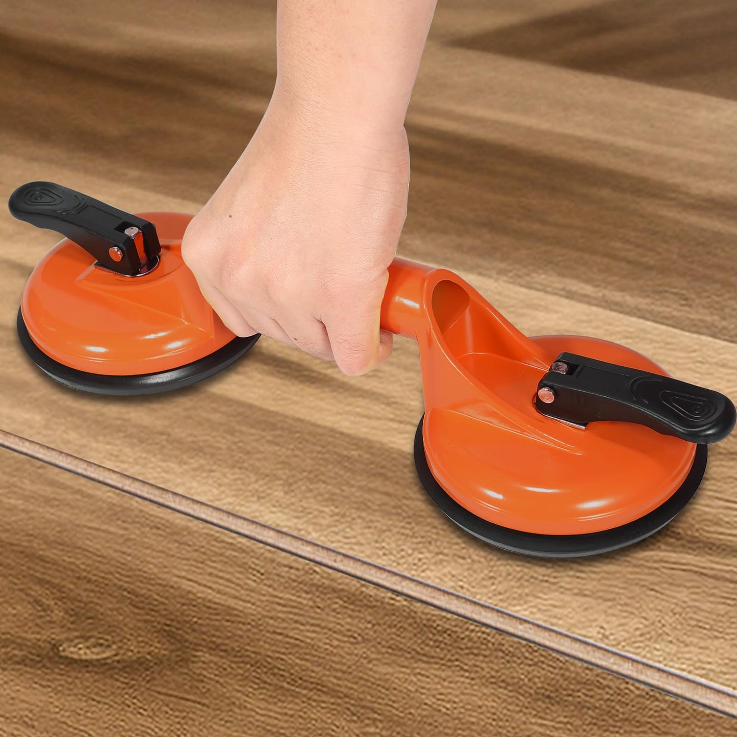 Floor Gap Fixer Tool for Laminate Floor Gap Repair Plank Grabber Includes Heavy Duty Aluminum Suction Cup and Fiberglass Handle Rubber Mallet (Can't Use on Scraped Surface Floor)