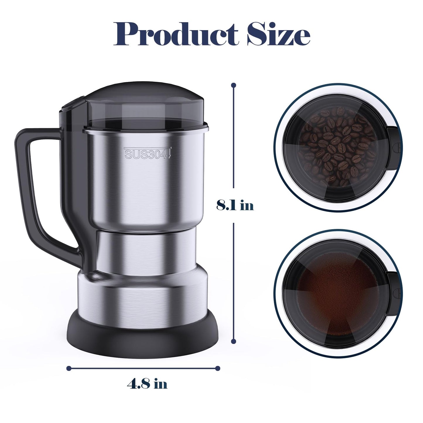 Electric Grain Grinder Mill,400g Grain Mill High Speed Commercial Spice Grinder，304 Stainless Steel Spice Herb Mill for Dry Cereals Grain Herb Spice Coffee Corn Bean