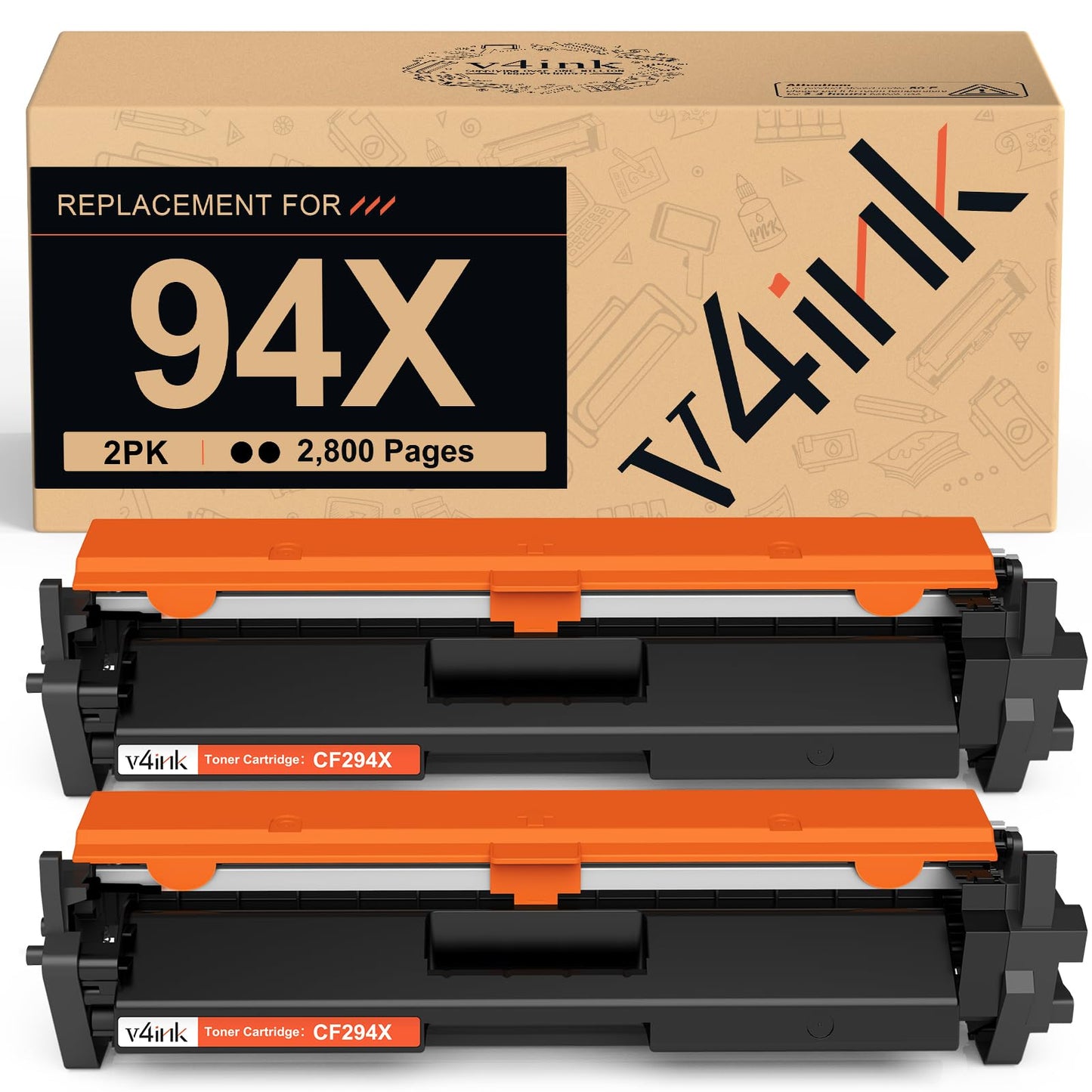 V4INK 2PK Compatible 94X Toner Cartridge Replacement for HP 94X CF294X CF294A Toner Cartridge High Yield Black Ink for HP LaserJet Pro M118dw MFP M148dw M148fdw M149fdw M118 M148 Printer