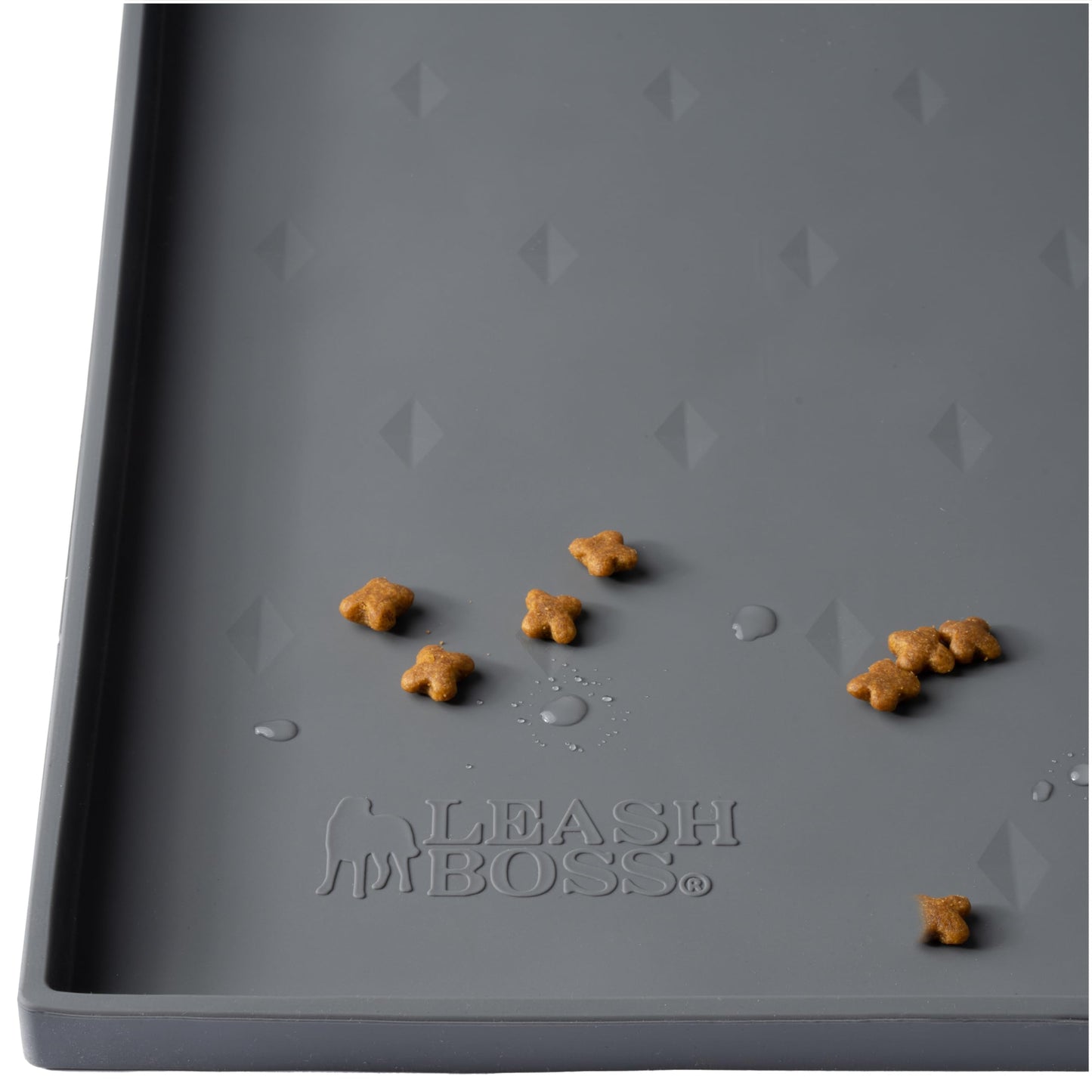 Leash Boss Dog Food Mat – Waterproof Silicone Pet Feeding Mat with Raised Edges for Dogs & Cats, Non-Slip Placemat for Food & Water Bowls, Spill-Proof Floor Protection, Easy to Clean