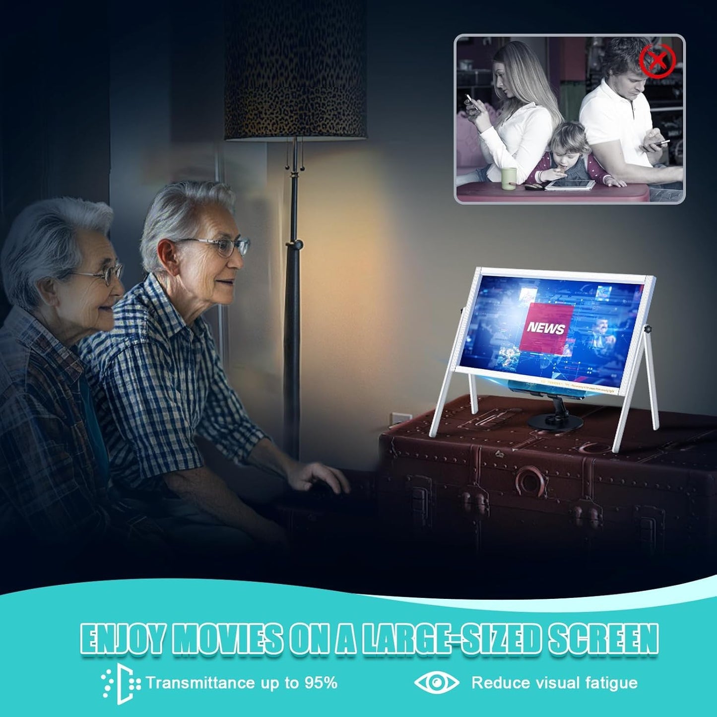 22" Desktop Magnifying Glass Laptop Magnifier, Computer Screen Magnifier, Foldable Laptop Screen Magnifying Adjustable Angle for Seniors Reading, Office, Close Work, Movie