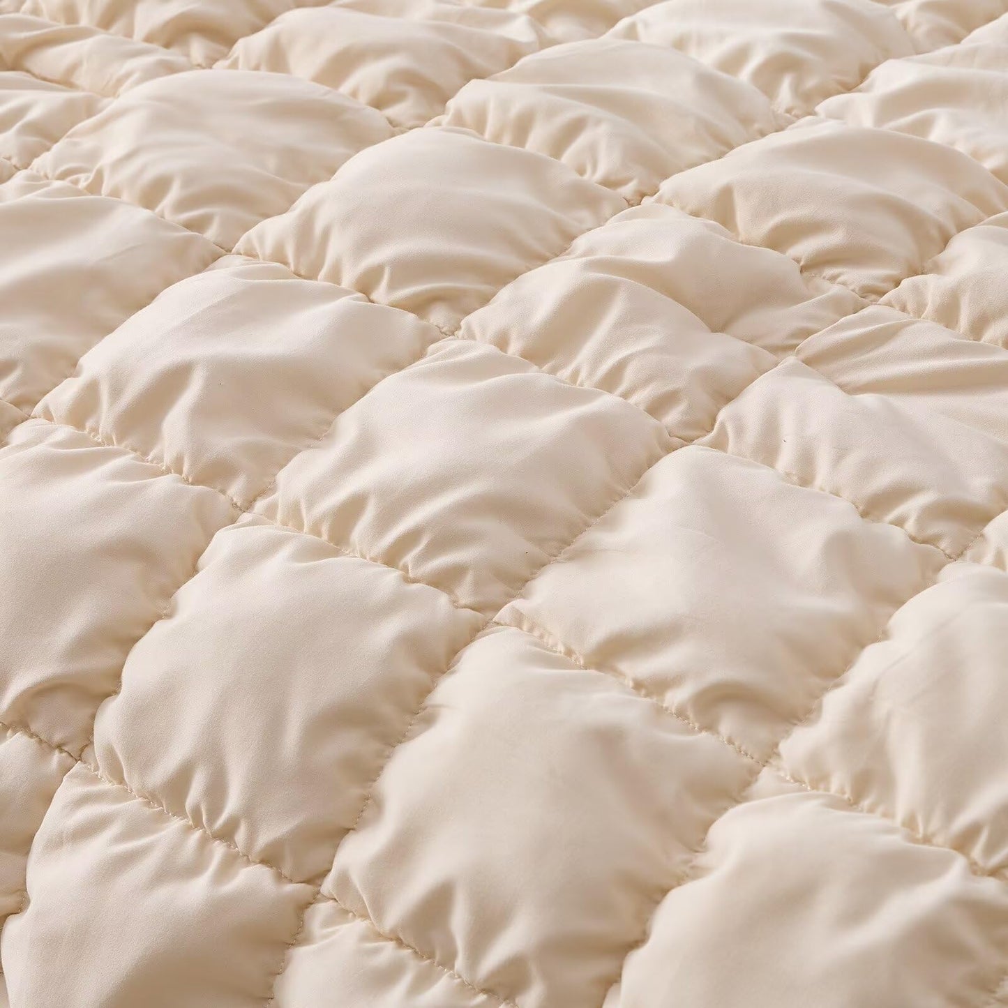 Jameswish Beige Comforter Set Queen Size Bed in A Bag 7 Piece Pinch Pleat Bedding Set,Pintuck Ruched Square Bed Set with Comforter, Sheets, Pillowcases & Shams