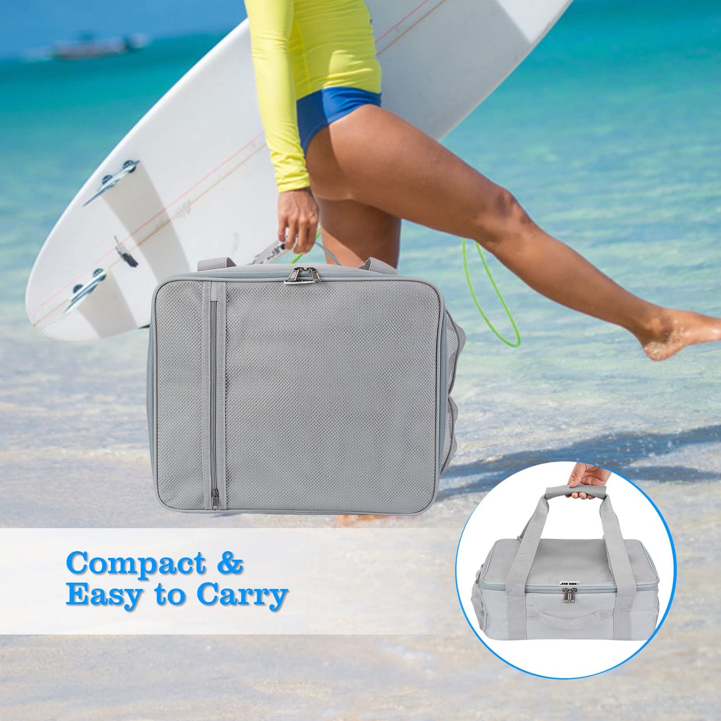 CAMULAND Paddle Board Cooler, 25L Blue Paddleboarding Accessories Waterproof Paddle Cooler Deck Bag with Top Mesh Pocket, Sup Bag Cooler for Paddle Board Kayak Cooler Bag
