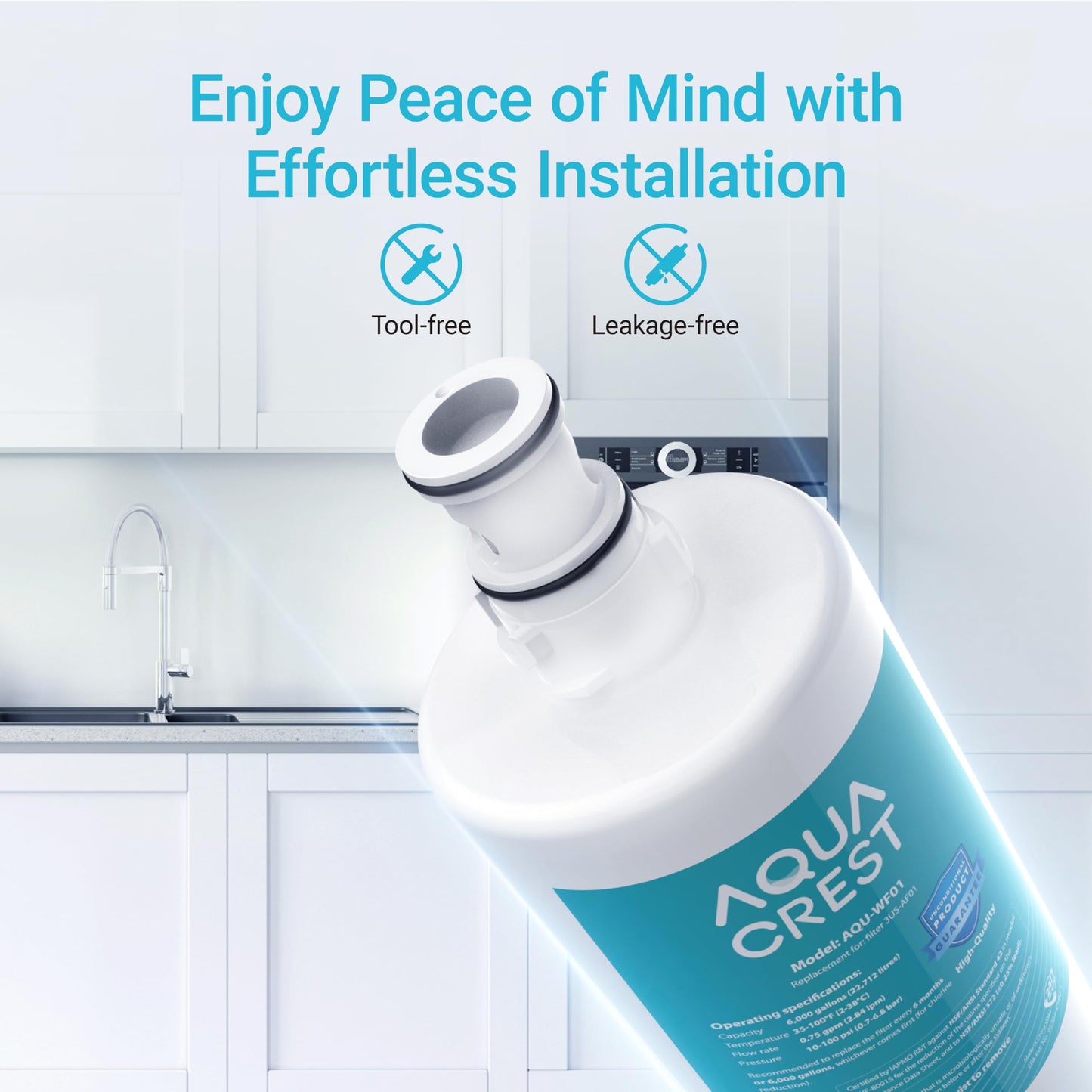 AQUACREST 3US-AF01, 3US-PF01 Under Sink Water Filter, Replacement for 3US-AF01, C-CS-FF, 3US-PF01, 3US-AS01, WHCF-SRC, WHCF-SUFC, WHCF-SUF, 3US-PS01, 3US-MAX-F01 (Pack of 2)