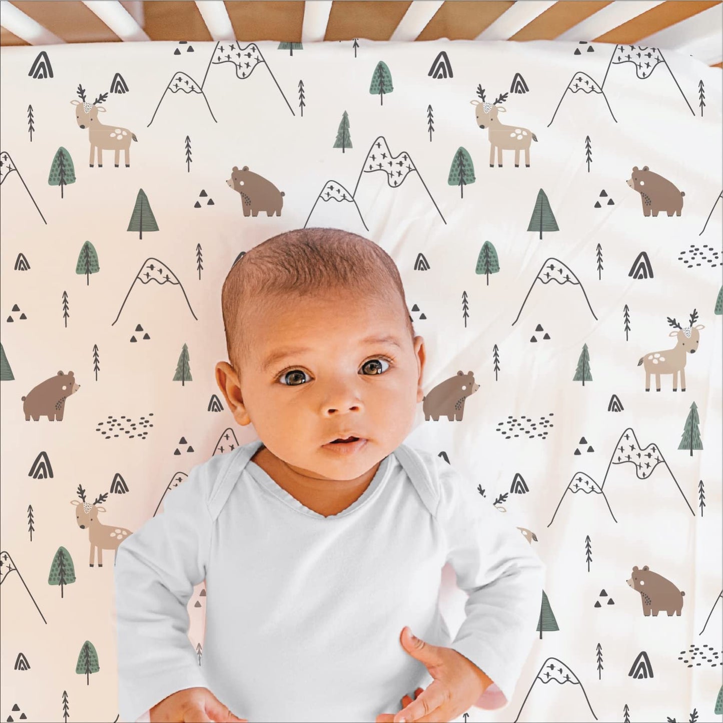 The Peanutshell 3 Piece Baby Crib Bedding Set for Boys - Newborn, Infant & Toddler Nursery Bed Set Decor with Fitted Crib Sheet, Dust Ruffle Comforter - Woodland Camo