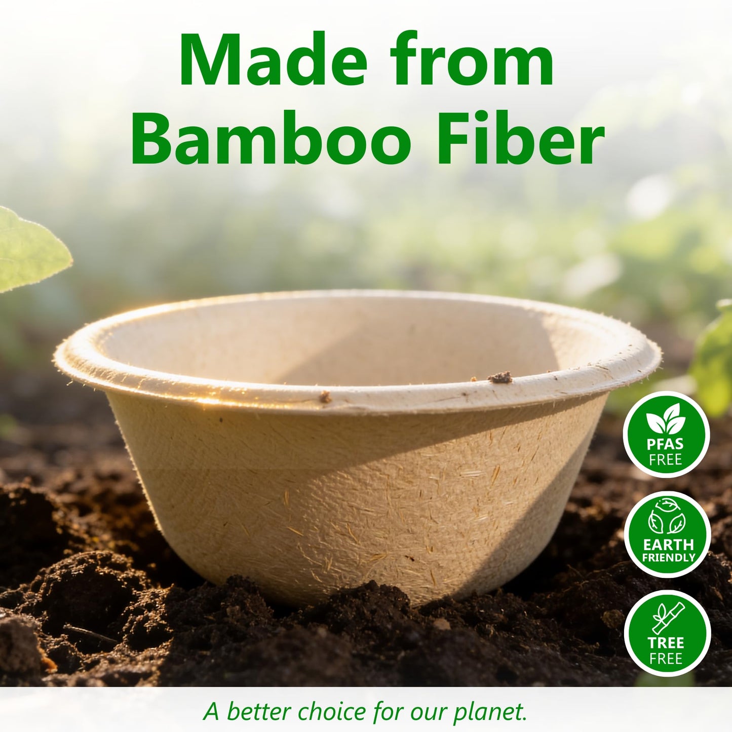 Enviro Safe Home 10 Oz Bamboo Disposable Bowls For Hot Soup, 100 Pack - Small, Heavy Duty, Microwavable, Oven Safe - Perfect for Hot Food, Meals, Acai & More - Eco-Friendly, Leak-Proof