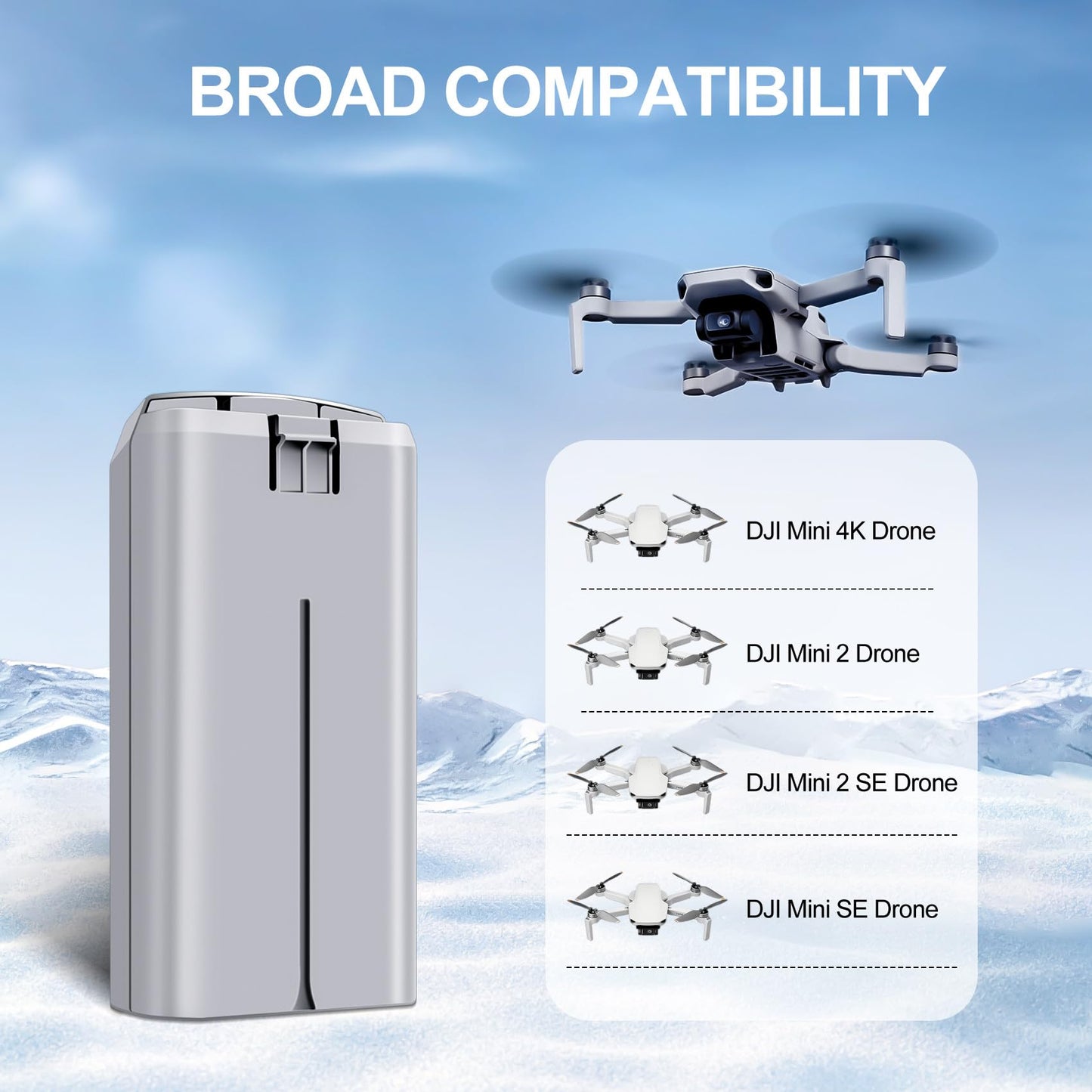 PoweLyt 1-Pack Mini 2 Series Intelligent Flight Battery 2400mAh Upgraded Drone Battery Supports up to 31 Minutes of Flying Time Fully Compatible with DJI Mini 4K/2/2 SE/SE Drone