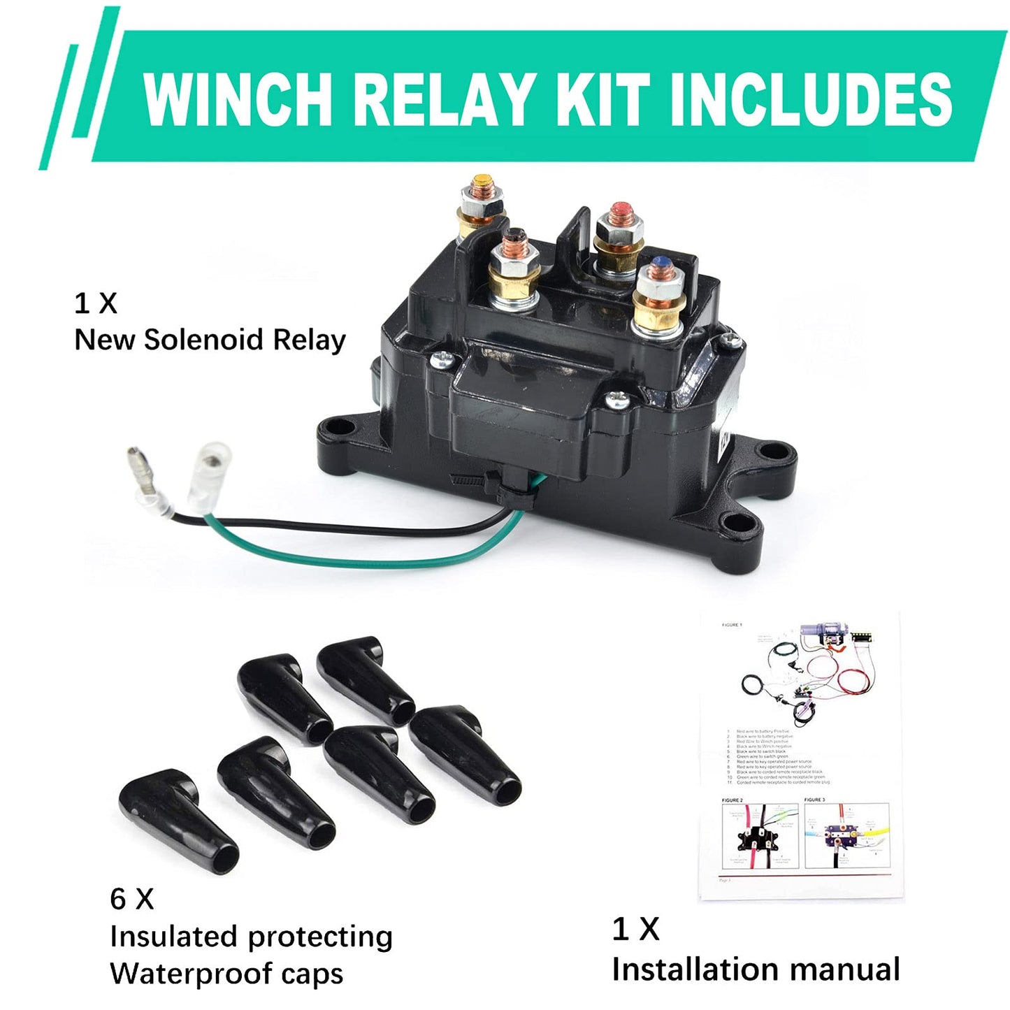 12V 250A ATV Winch Solenoid Relay Contactor for WARN -VANBOGOO Winch ATV Universal Kit for Model A2000 A2500 U2500 5ci 2.5ci 2.5ce 3.0ci 3.0ce 3.0s RT15 RT25 RT30 XT15 XT25 XT30 RT40 XT40